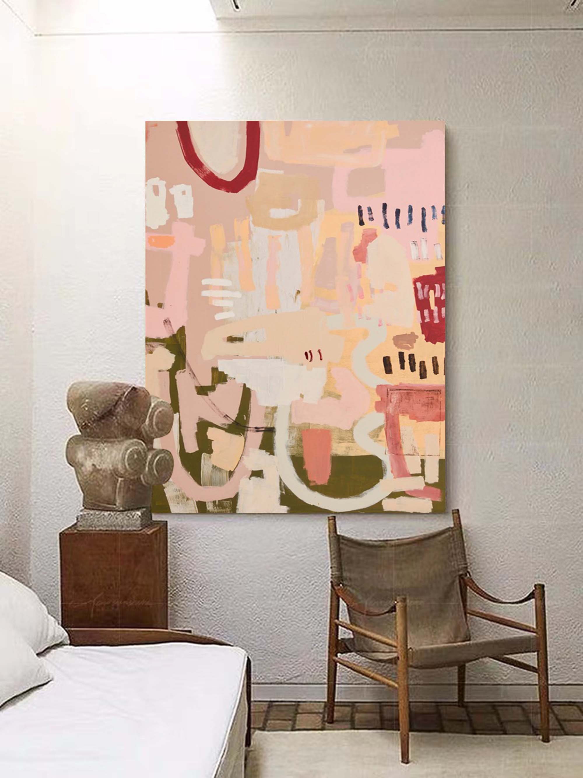 Wallart Muted Tones Abstract Geometric Canvas Art