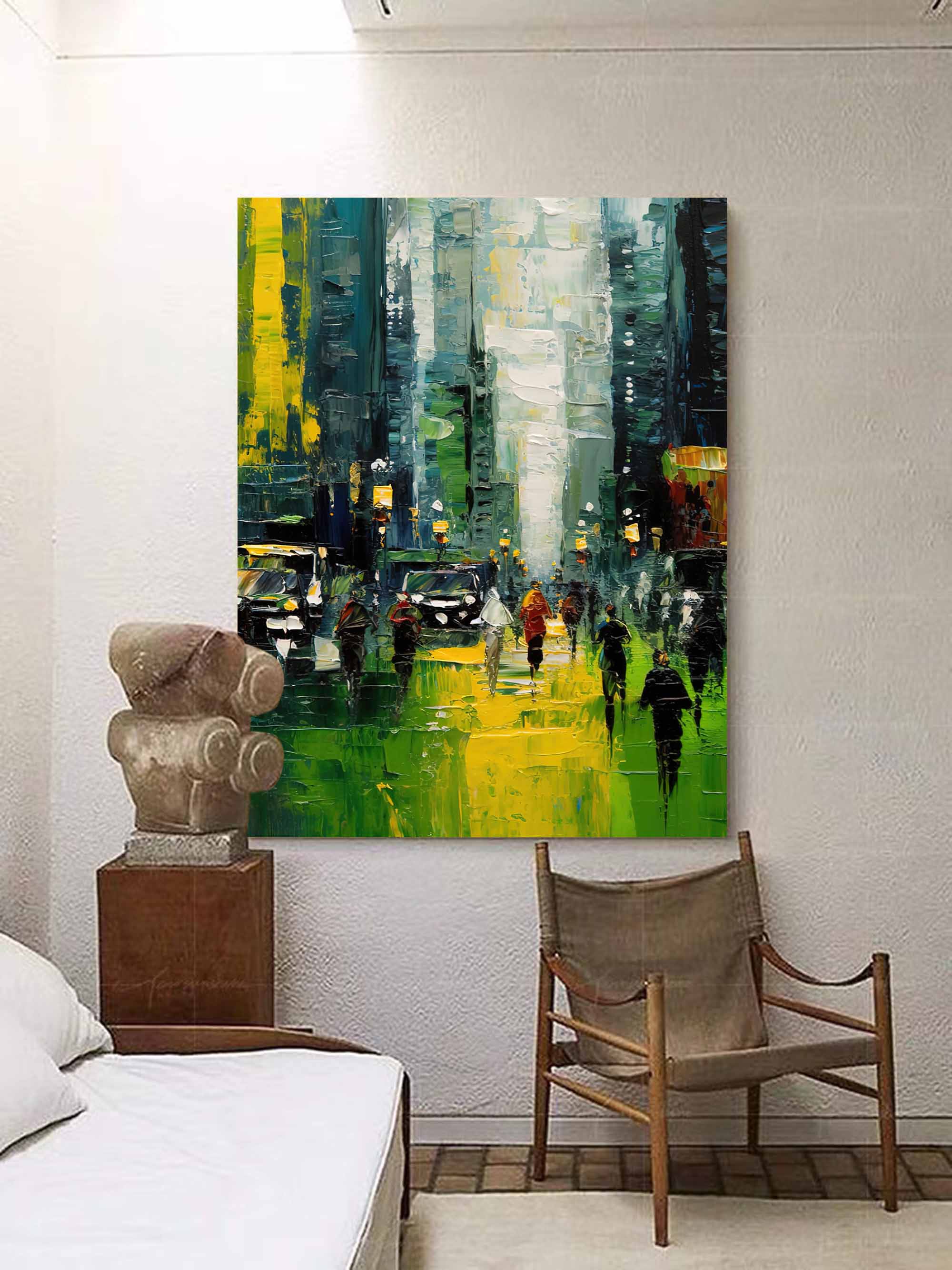 Wallart Urban Evening Walk Oil Painting