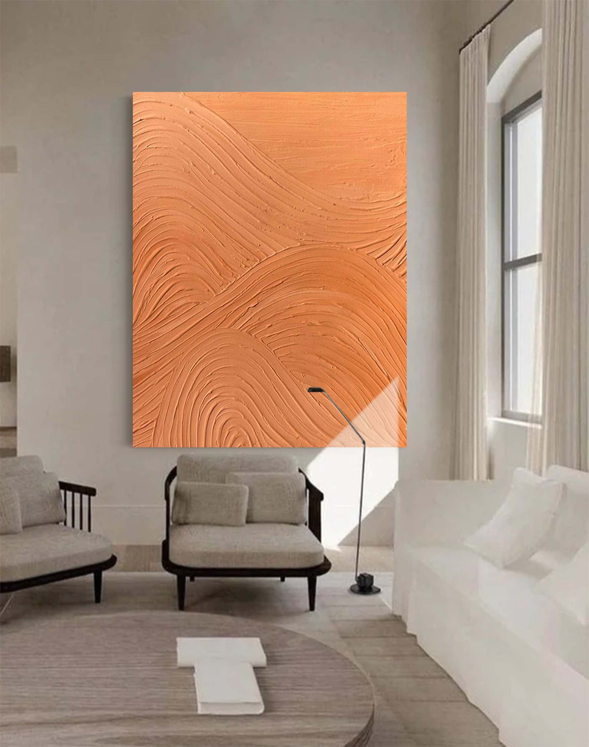 Wallart Textured Wave Pattern Terracotta Art