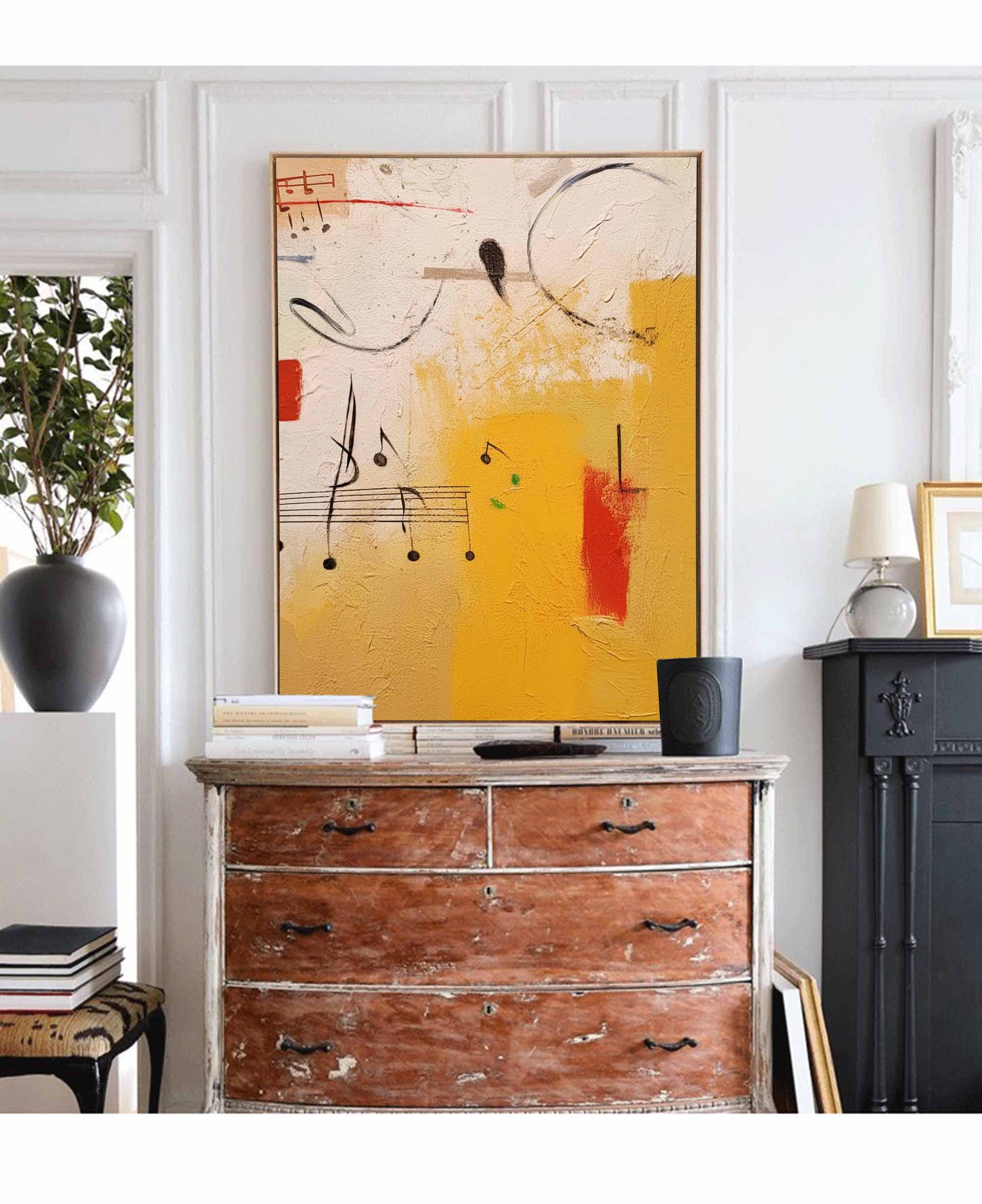 Wallart Abstract Rhythms in Yellow and Red