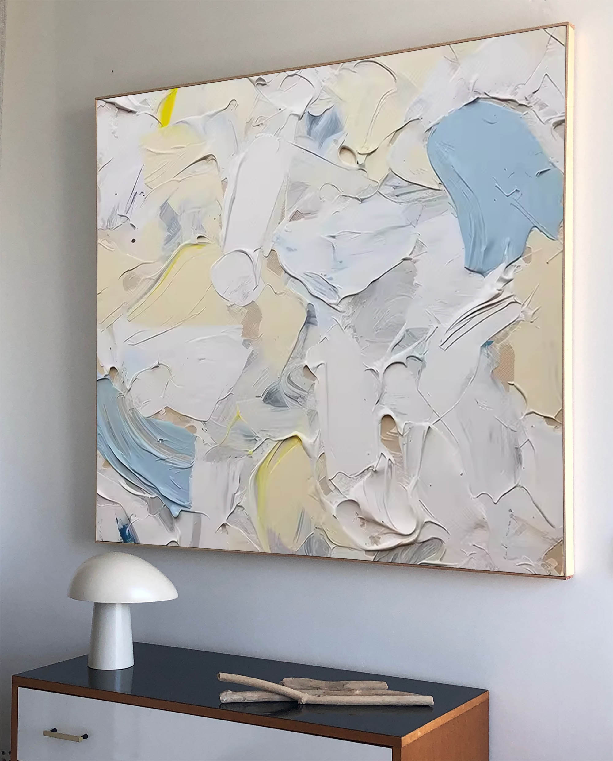 Wallart Textured Blue and White Abstract Art