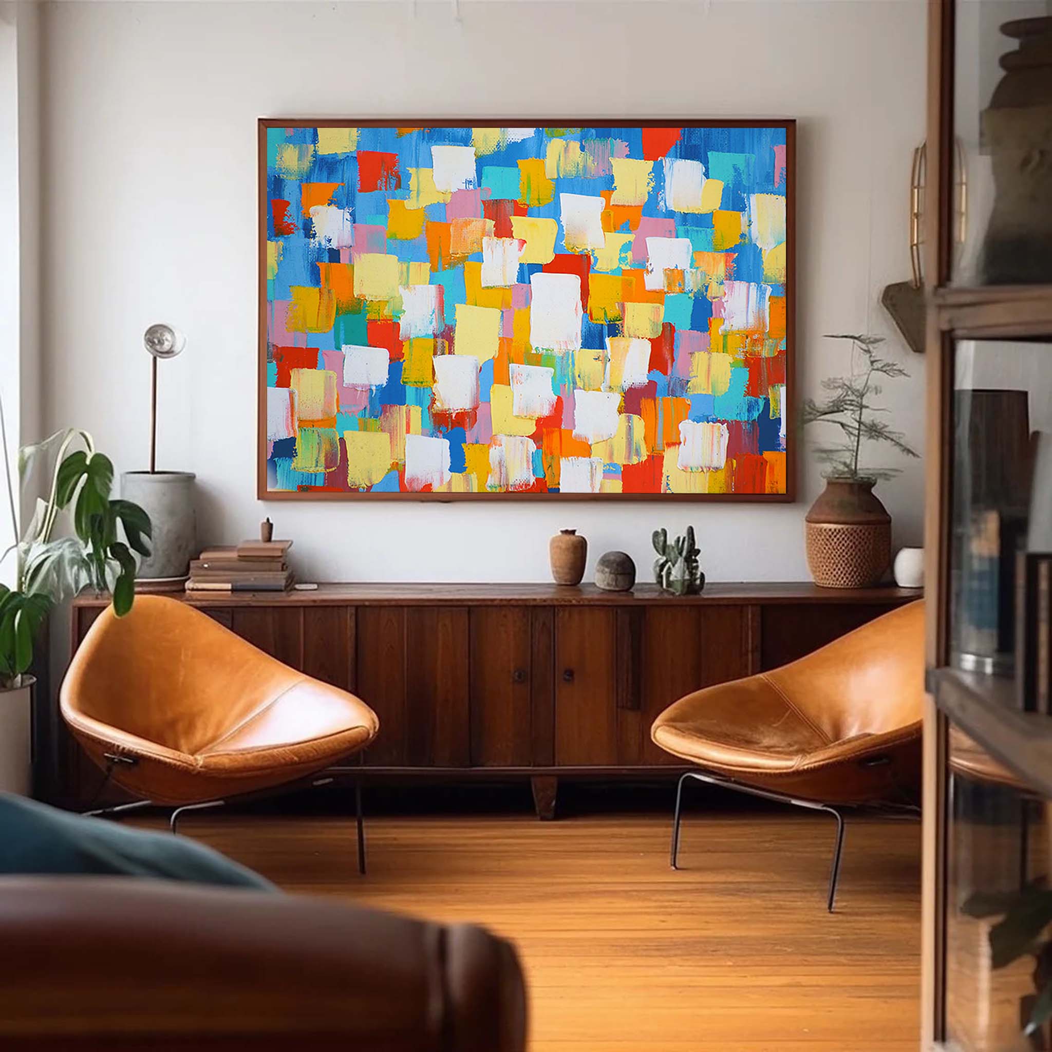 Wallart Bold Color Blocks Textured Abstract Art