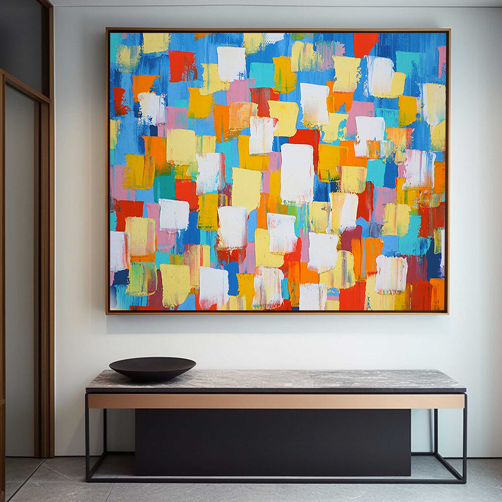 Wallart Bold Color Blocks Textured Abstract Art
