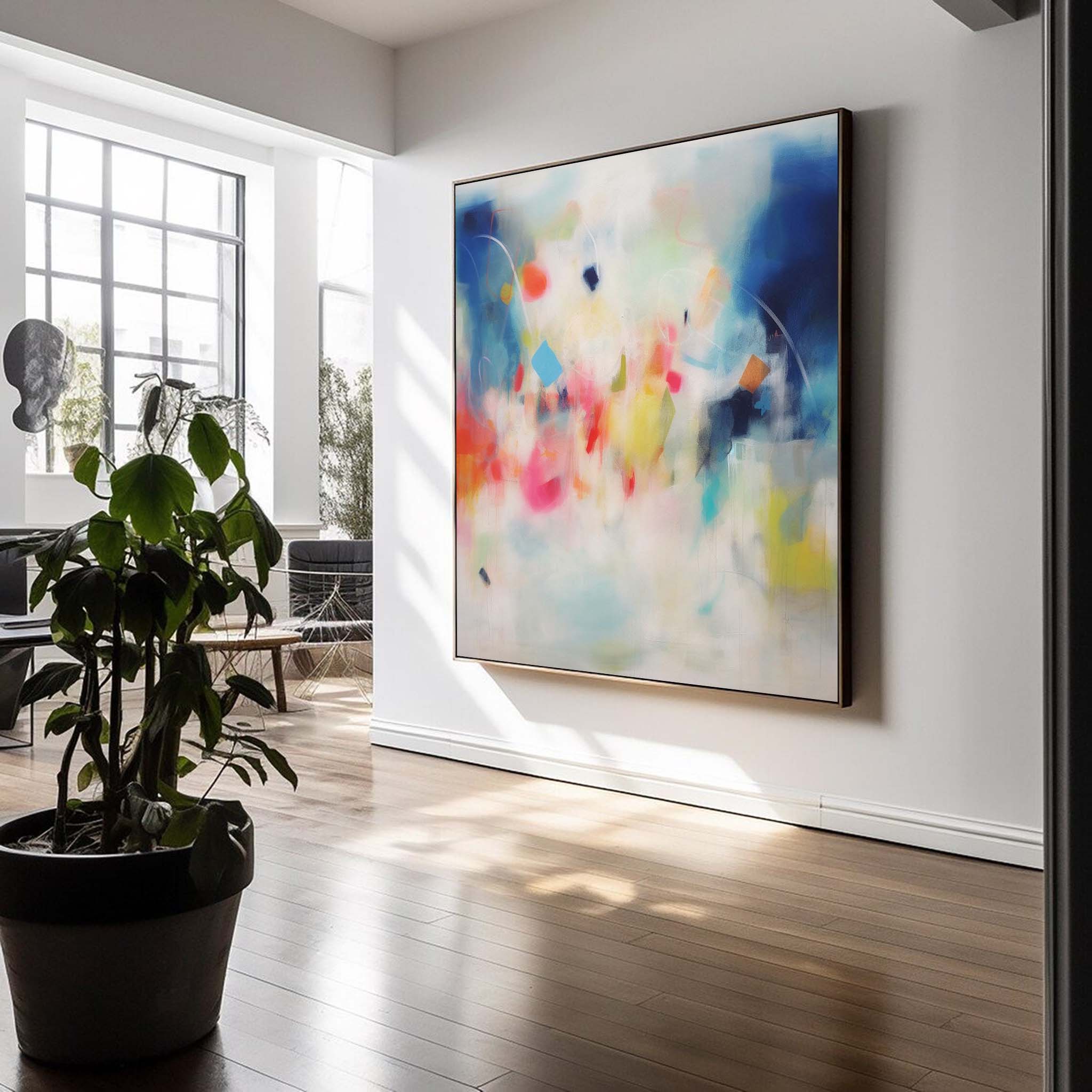 Wallart Soft Abstract Color Burst Canvas