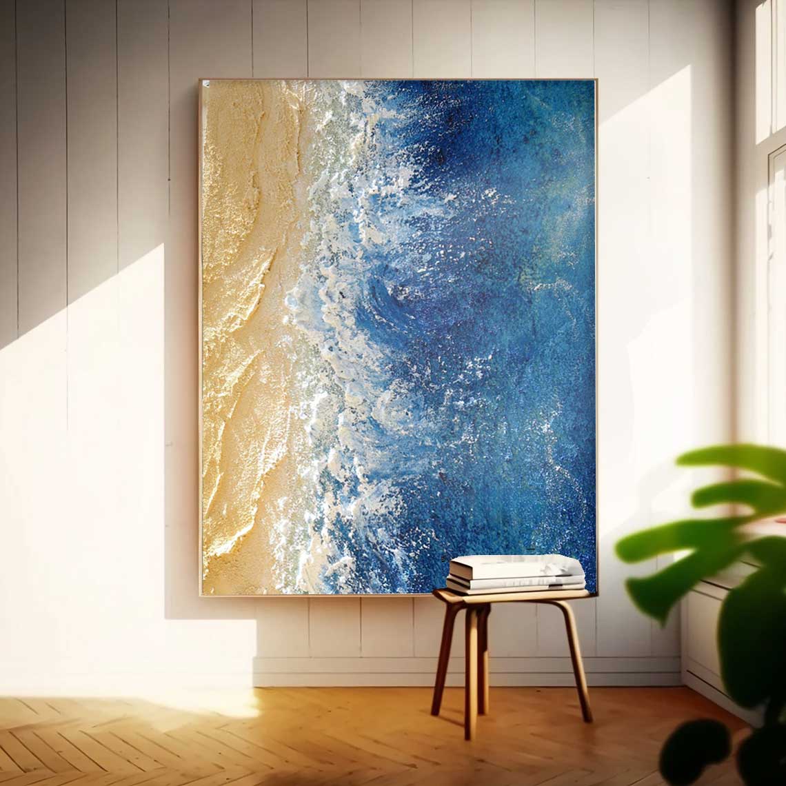 Wallart Abstract Diptych in Teal and Gold