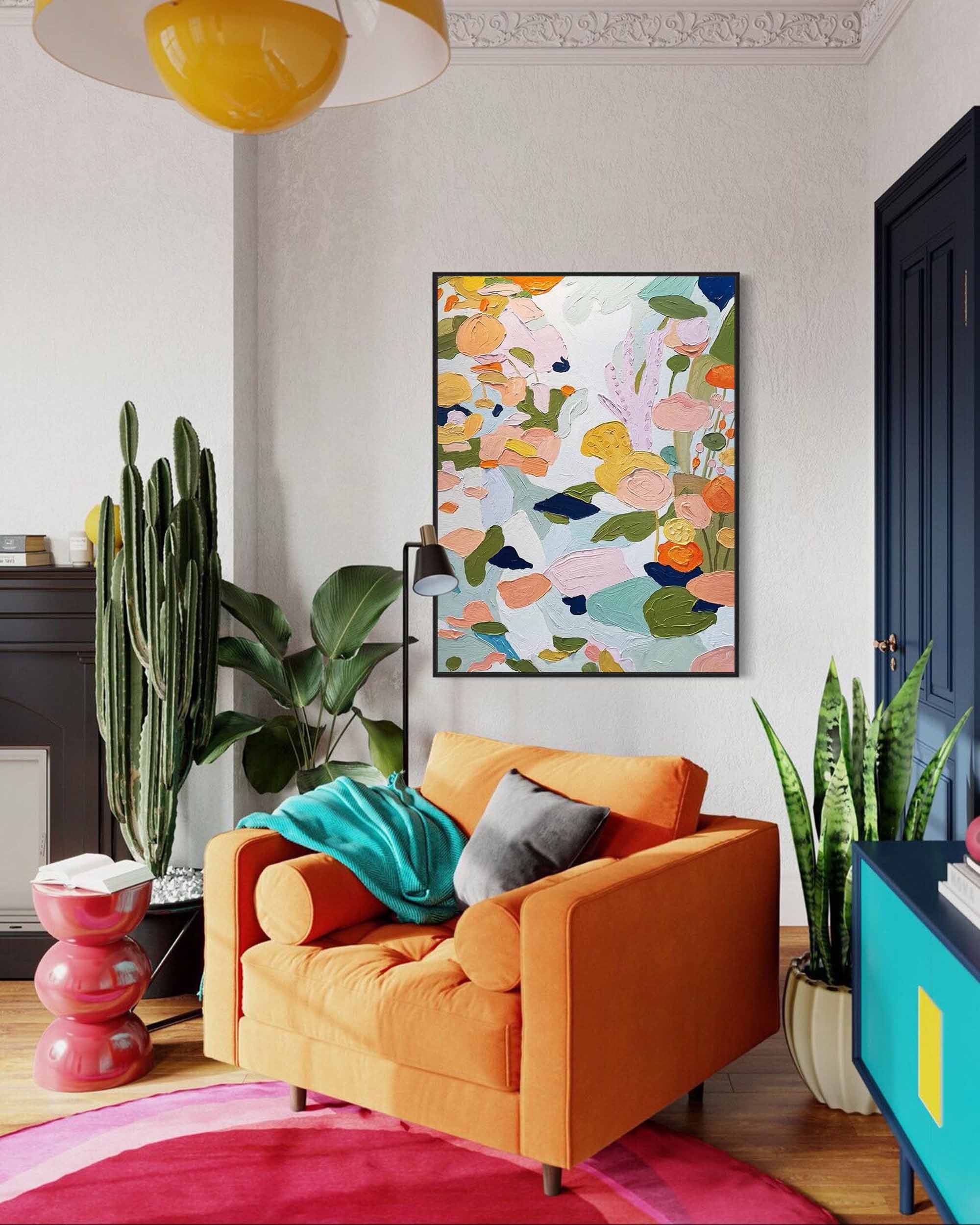 Wallart Colorful Floral Abstract Texture Art
