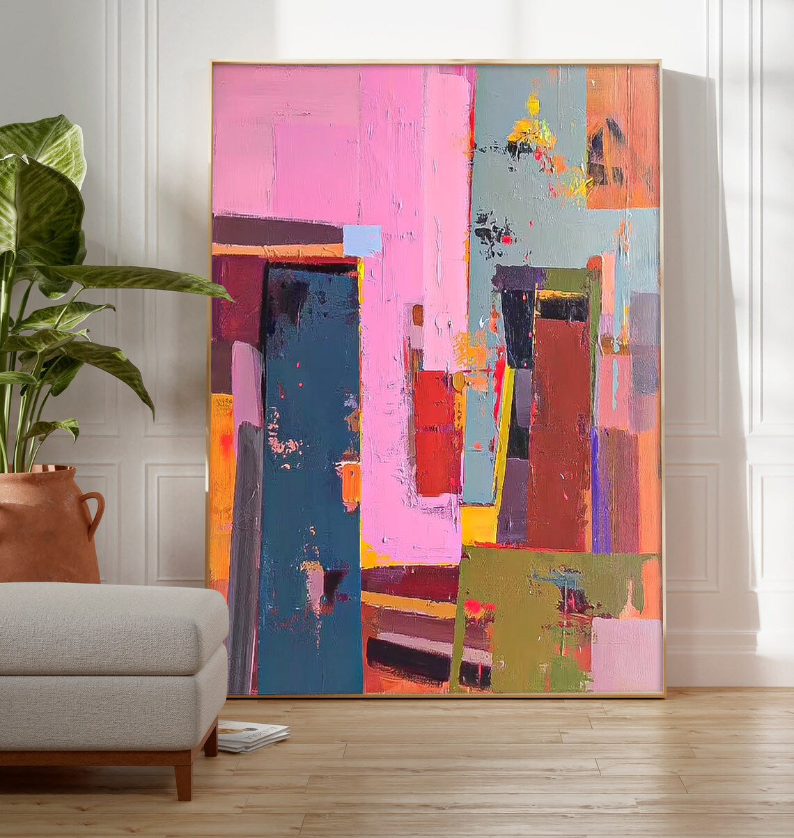 Wallart Bold Abstract Color Block Canvas Art