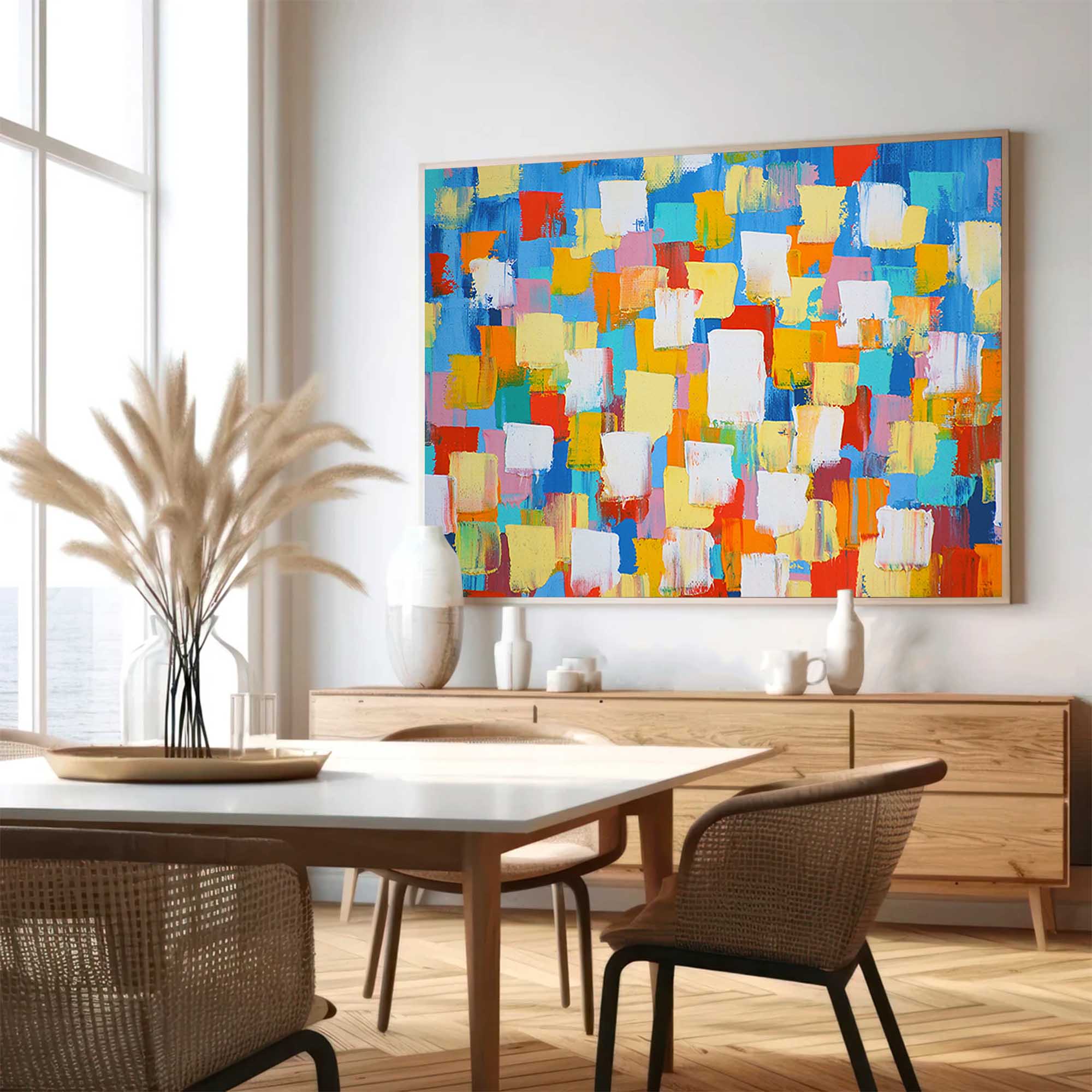 Wallart Bold Color Blocks Textured Abstract Art