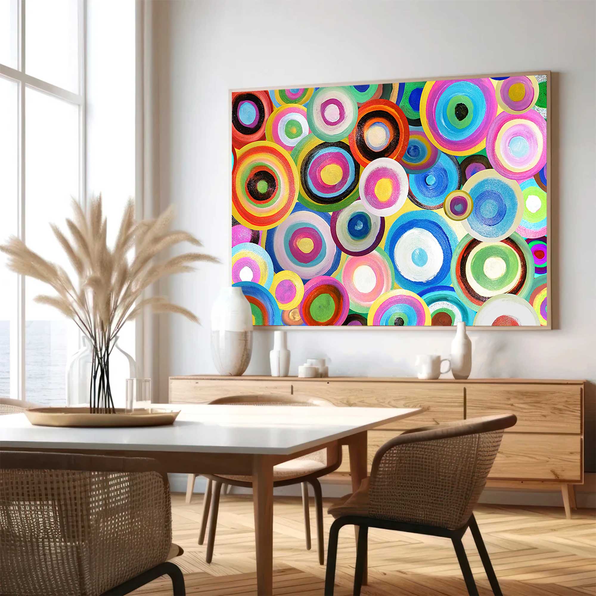 Wallart Colorful Circles Textured Abstract Art