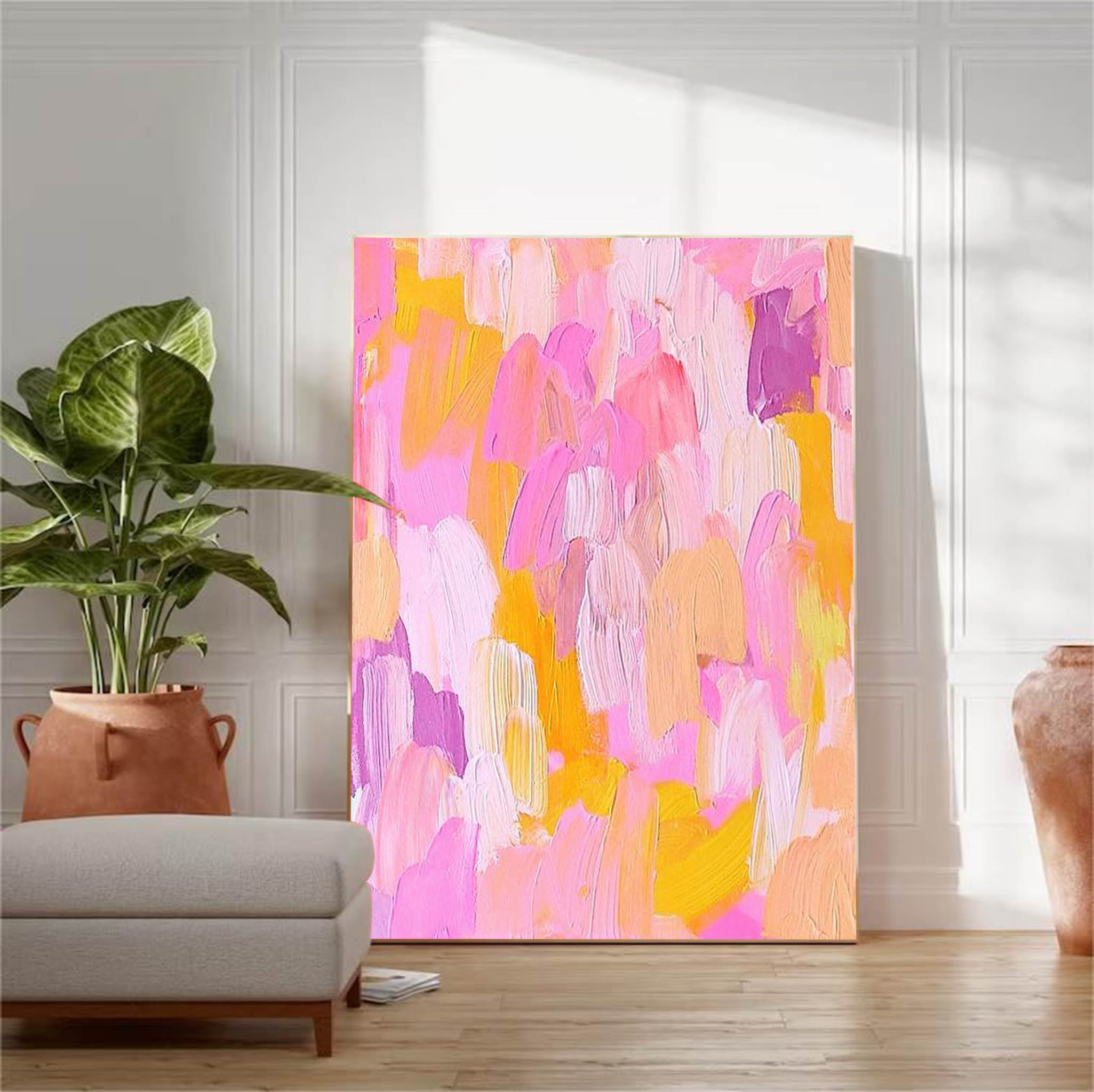 Wallart Blush Harmony Textured Abstract Art