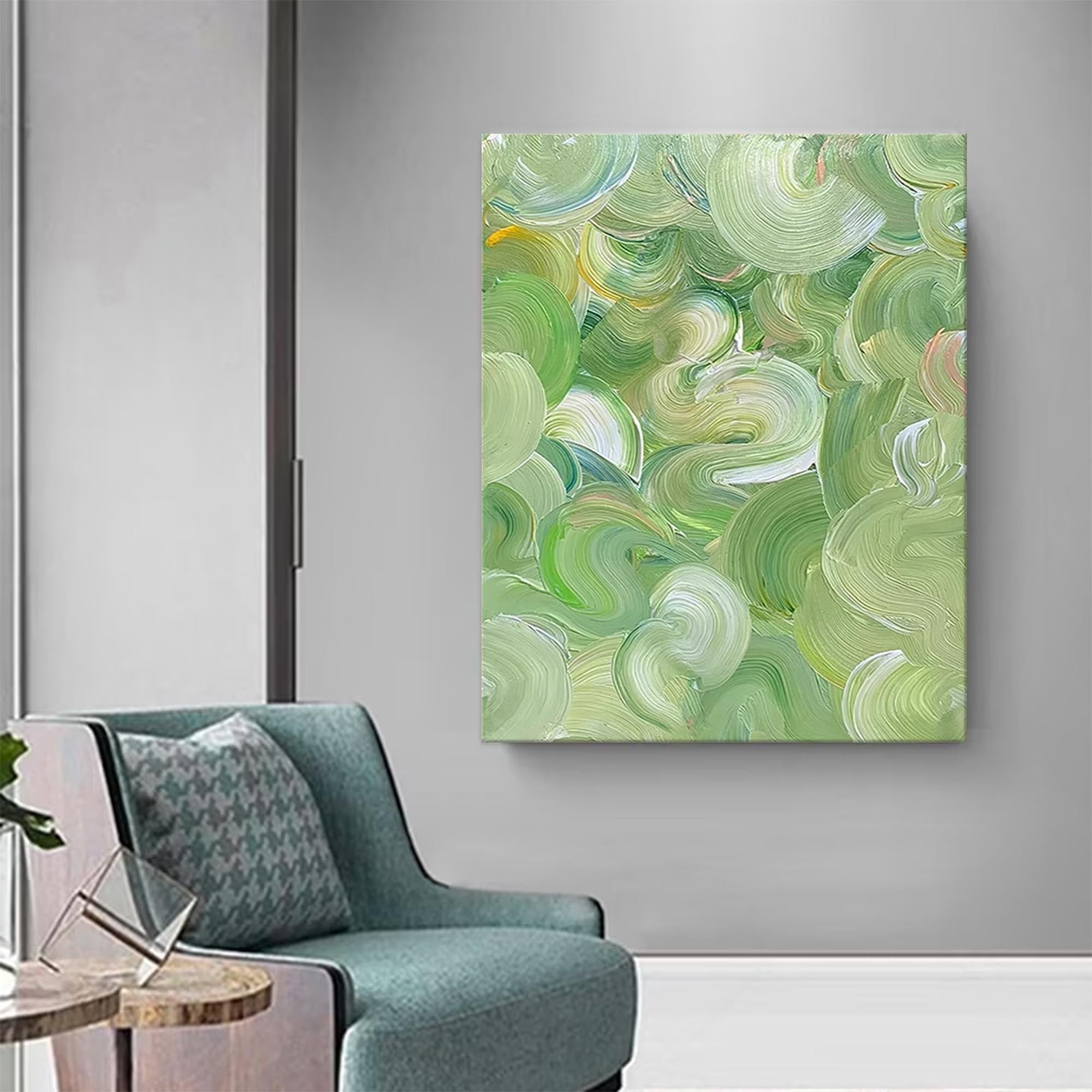 Wallart Swirling Green Abstract Canvas Art