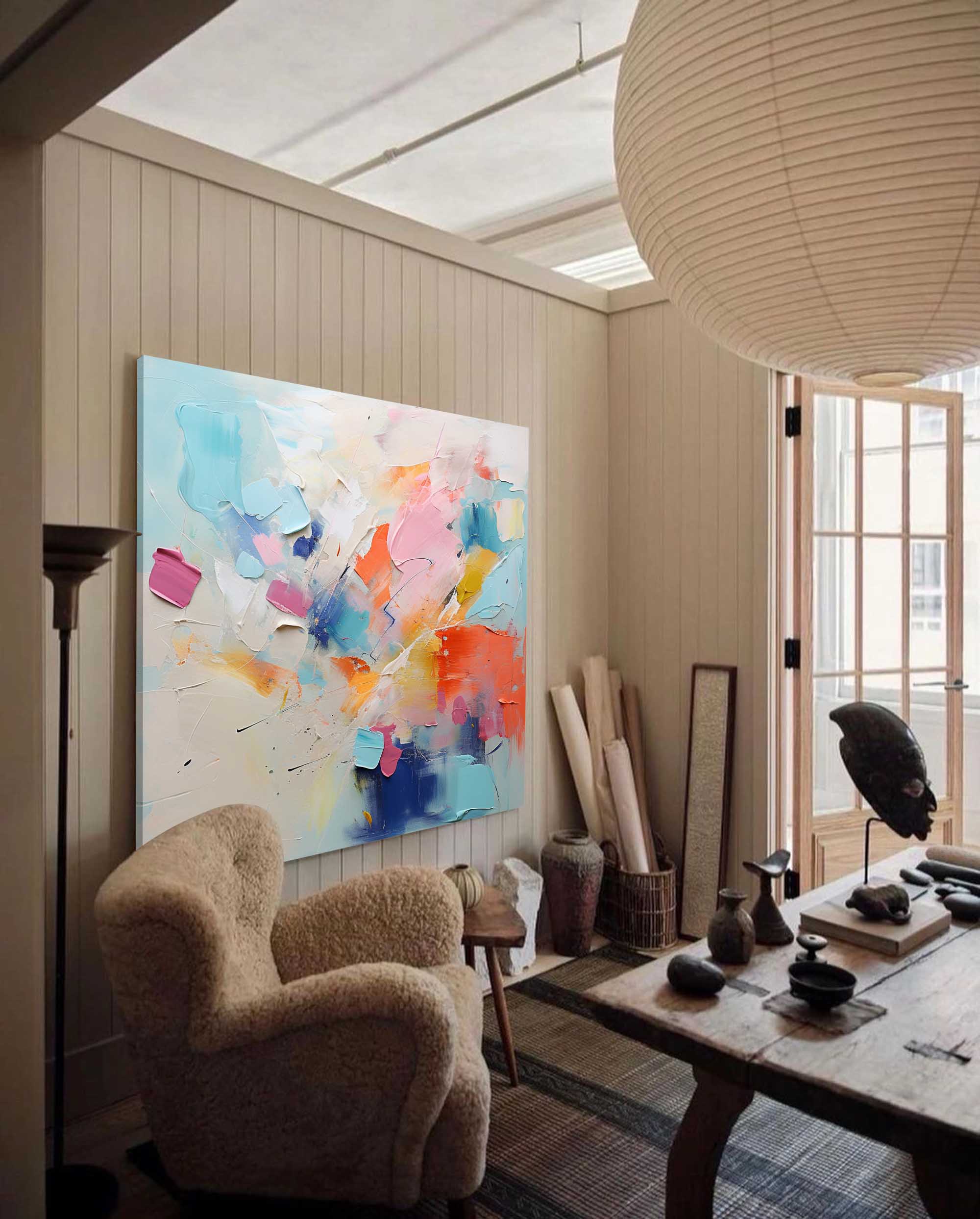 Wallart Abstract Bold Color Brushstroke Art
