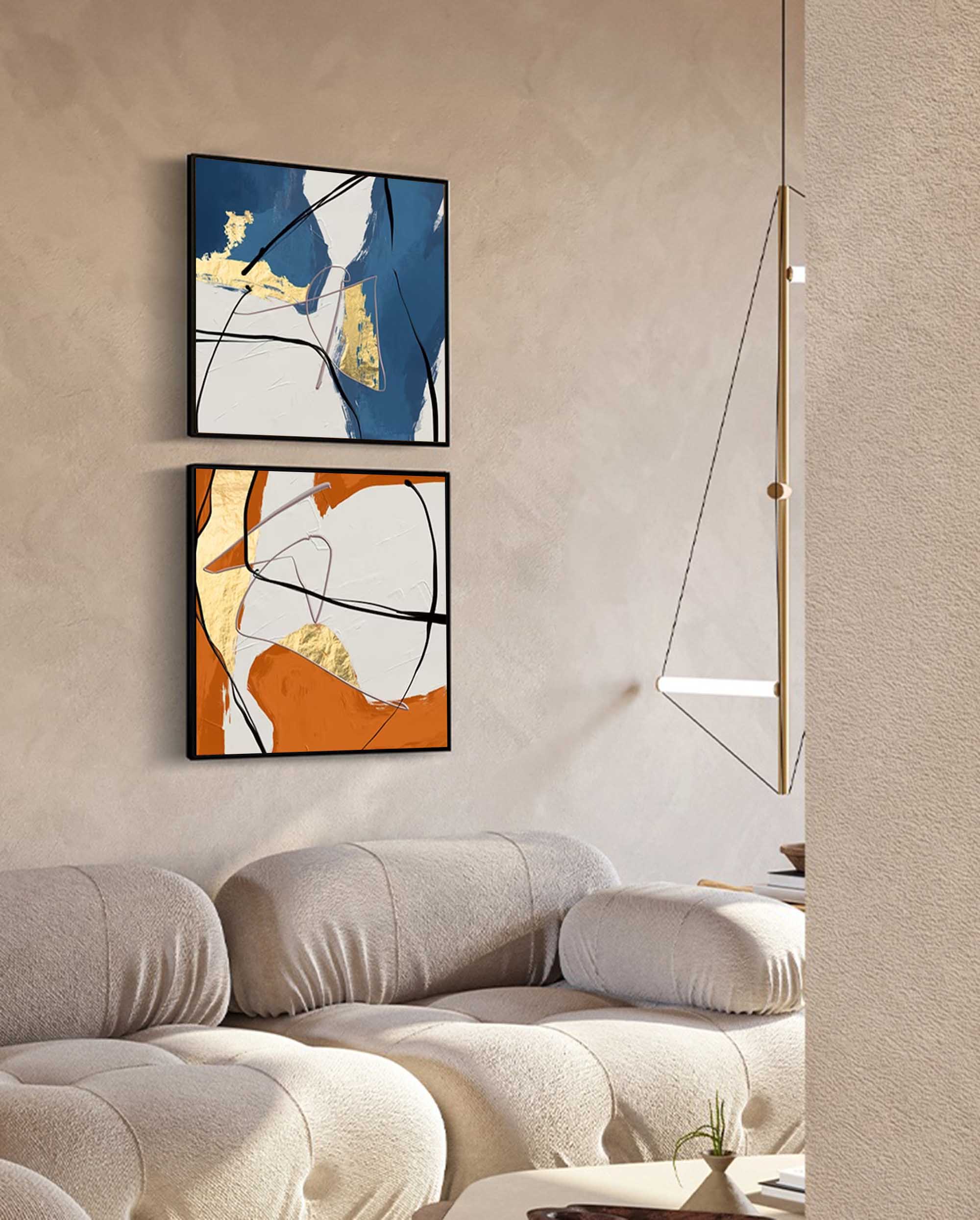 Wallart Bold Elegance: Dual Abstract Harmony