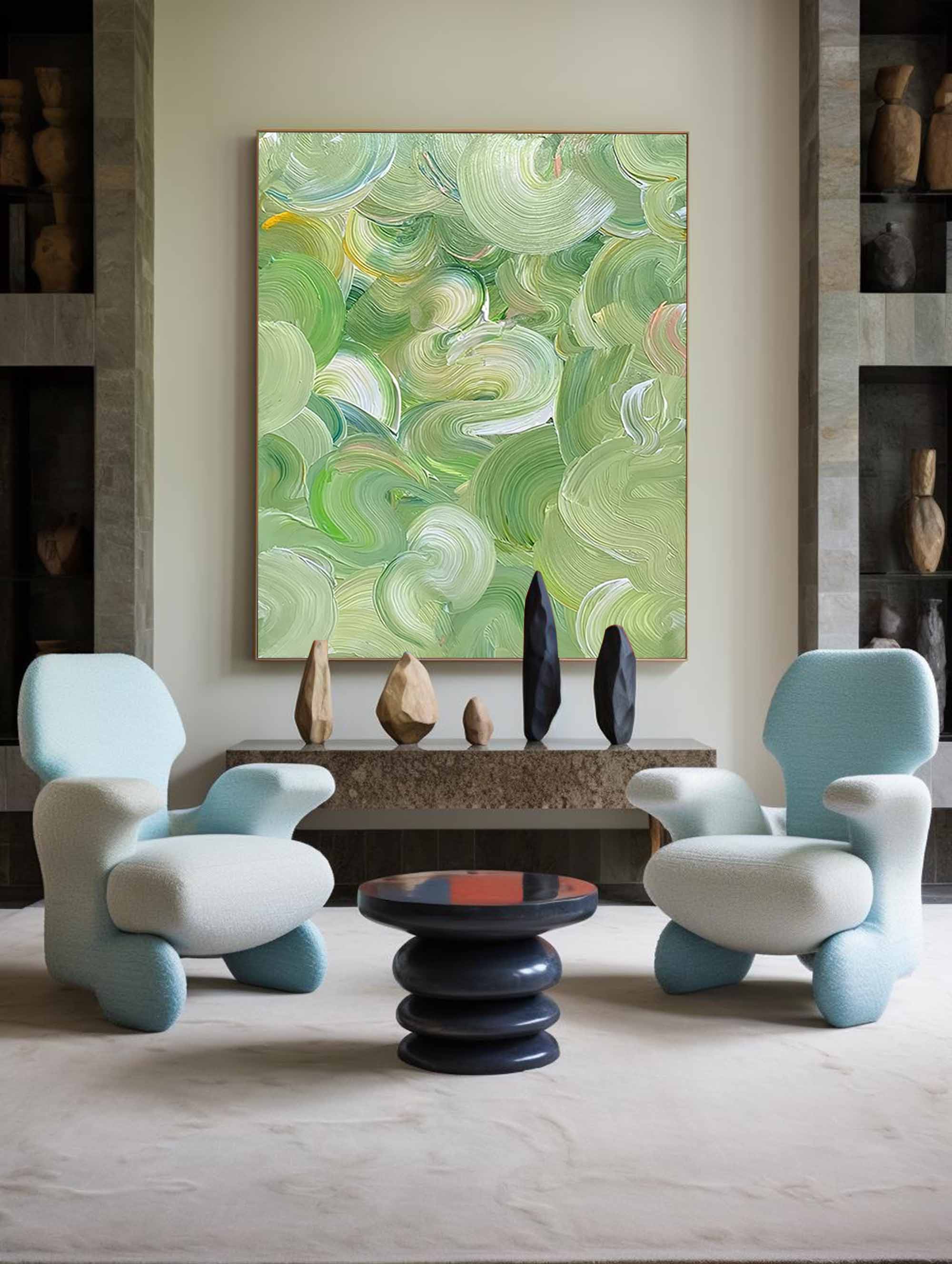 Wallart Swirling Green Abstract Canvas Art