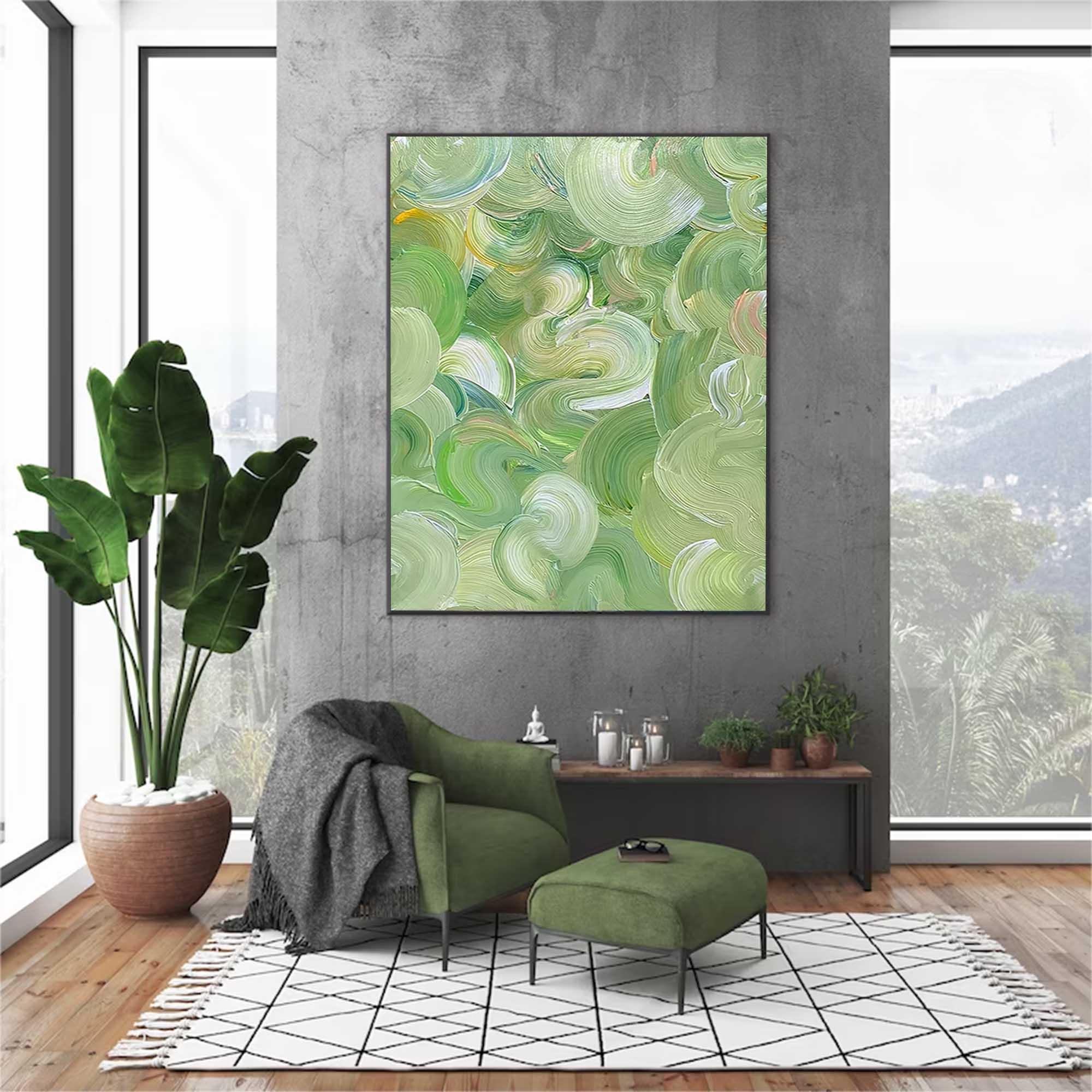 Wallart Swirling Green Abstract Canvas Art