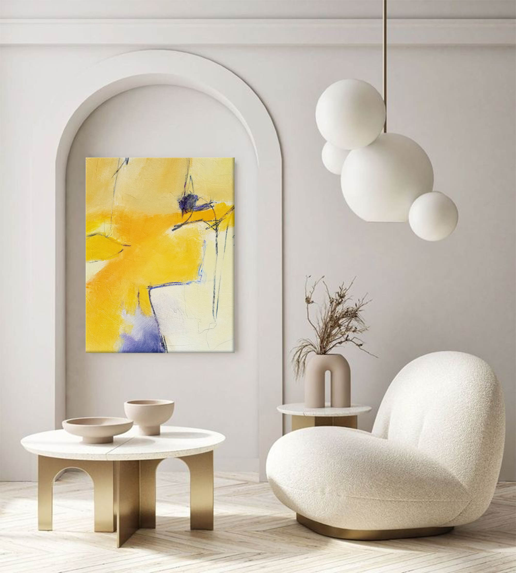 Wallart Golden Glow Abstract Canvas Art