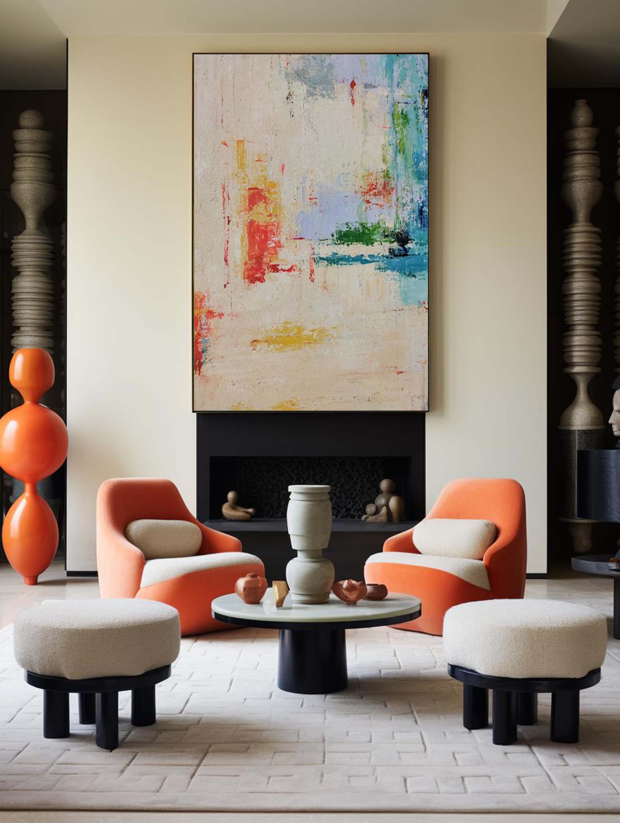 Wallart Soft Colorful Abstract Canvas Art