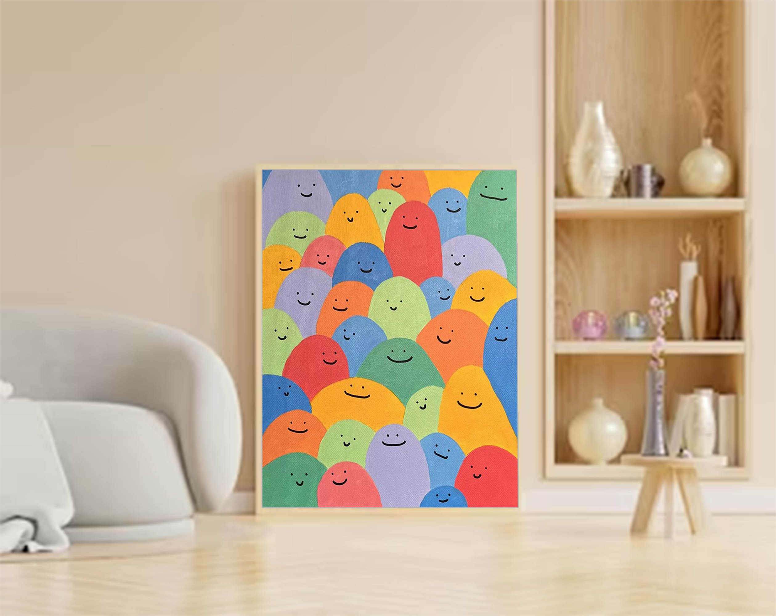 Wallart Happy Faces: Playful Abstract Smiles