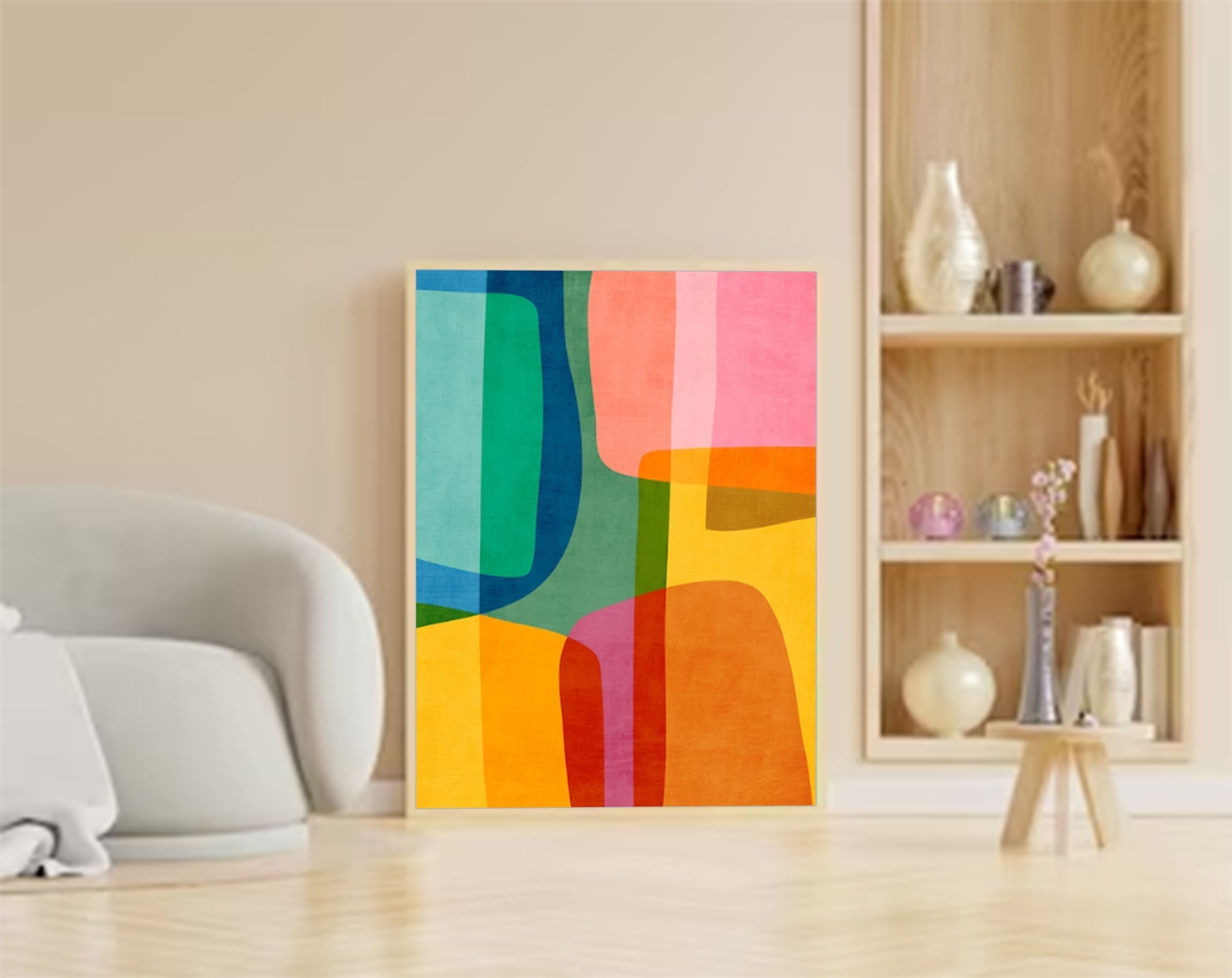 Wallart Vibrant Multicolor Geometric Abstract Canvas Art