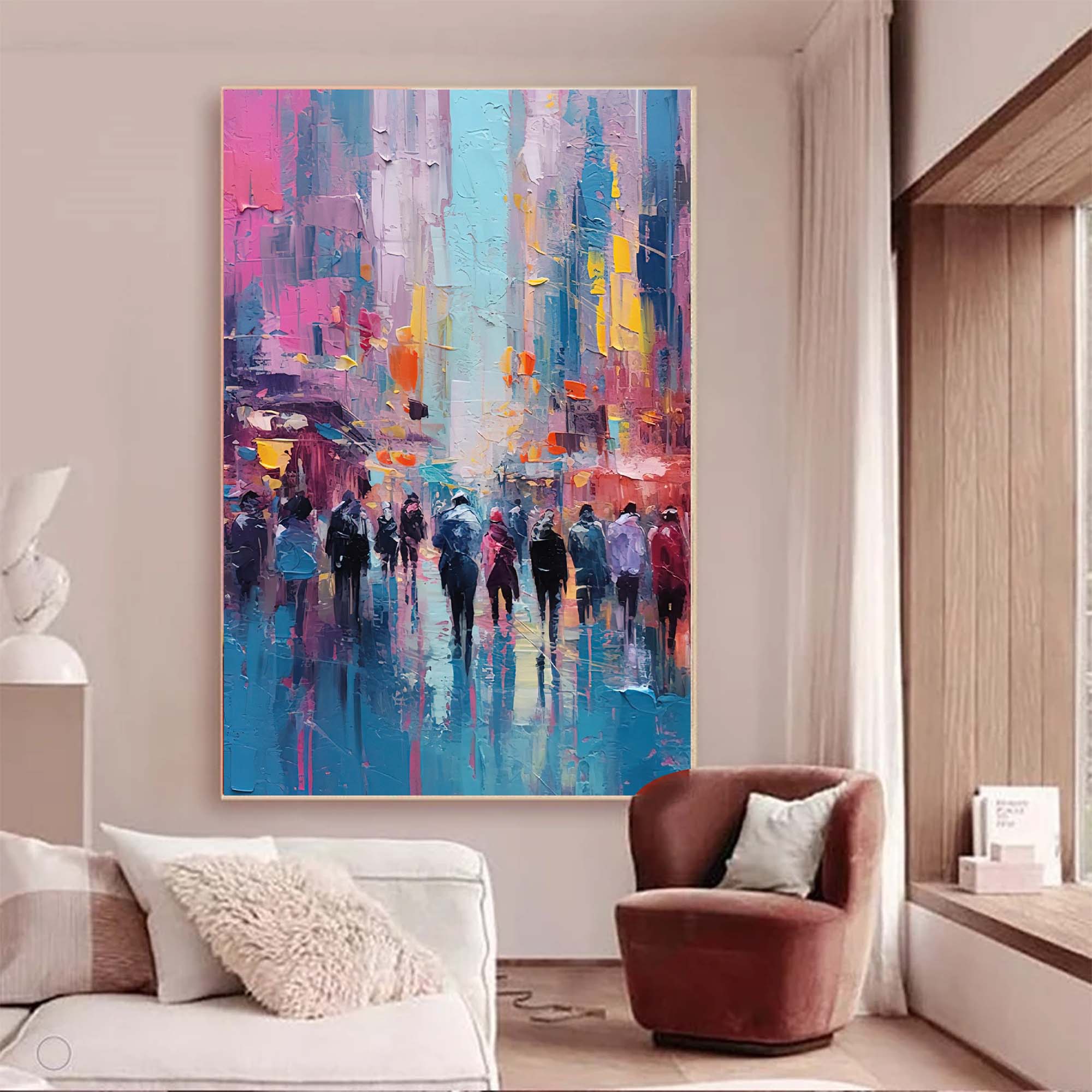 Wallart Evening Stroll Abstract Oil Painting