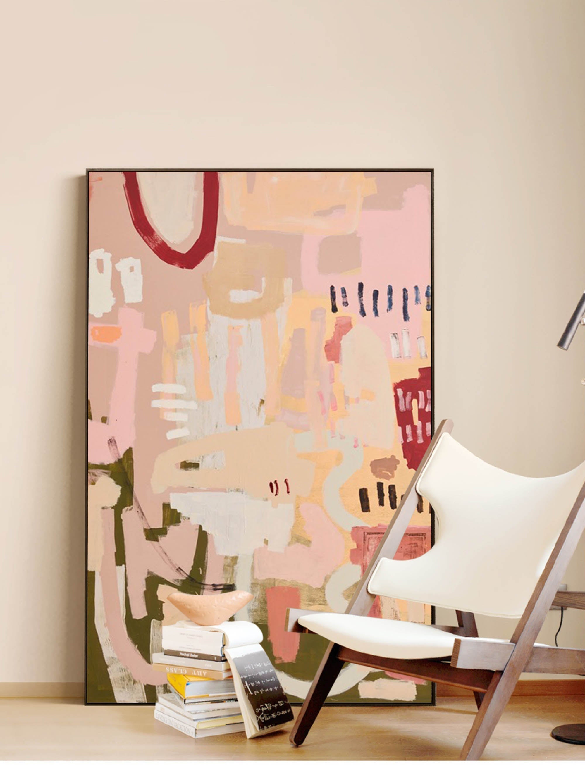 Wallart Muted Tones Abstract Geometric Canvas Art