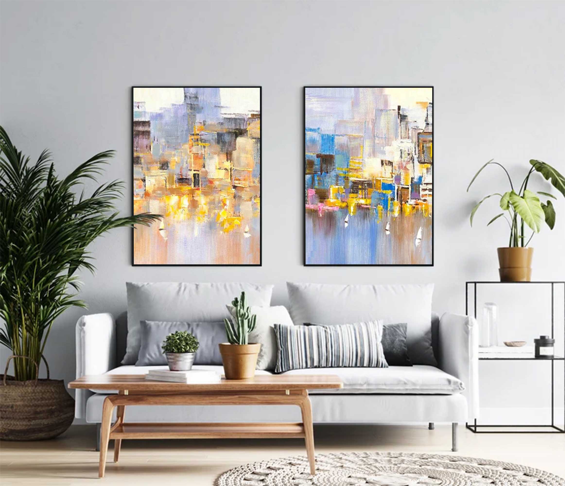 Wallart Cityscape Duo Abstract Oil Art