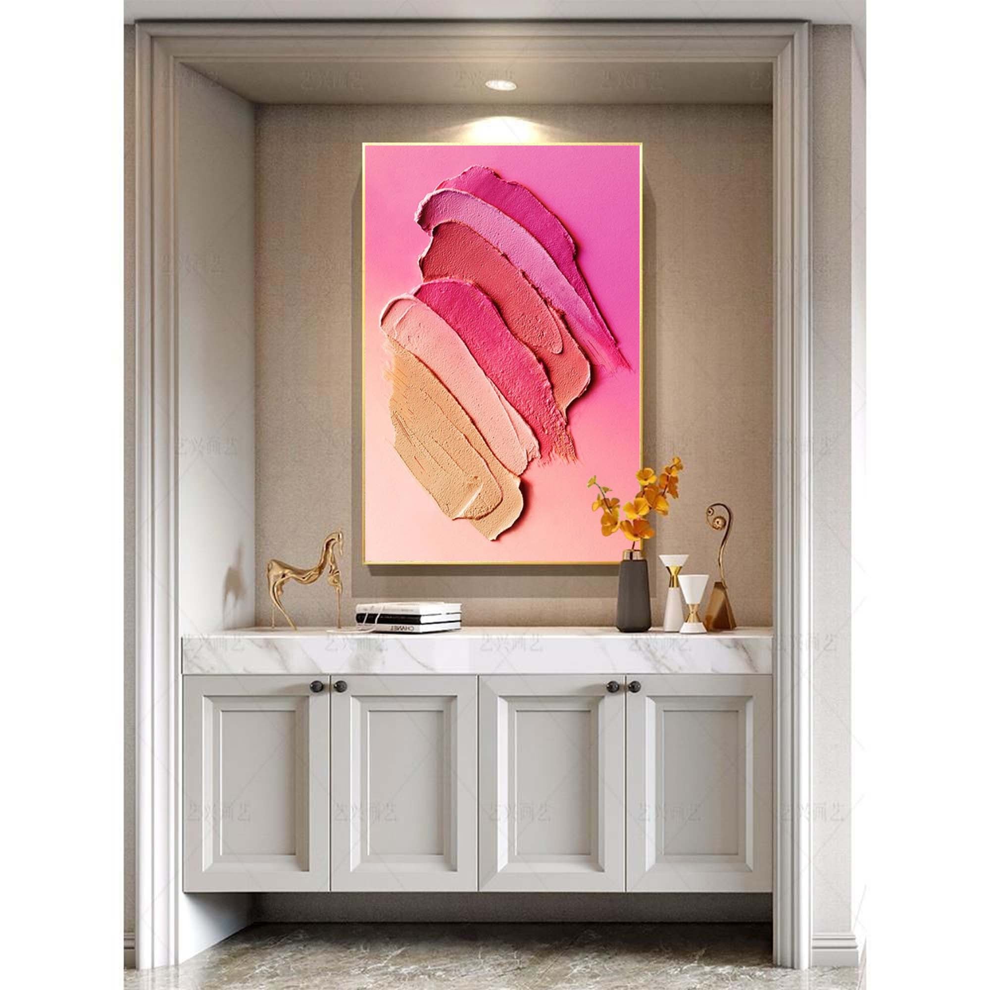 Wallart Textured Pink Gradient Canvas Art