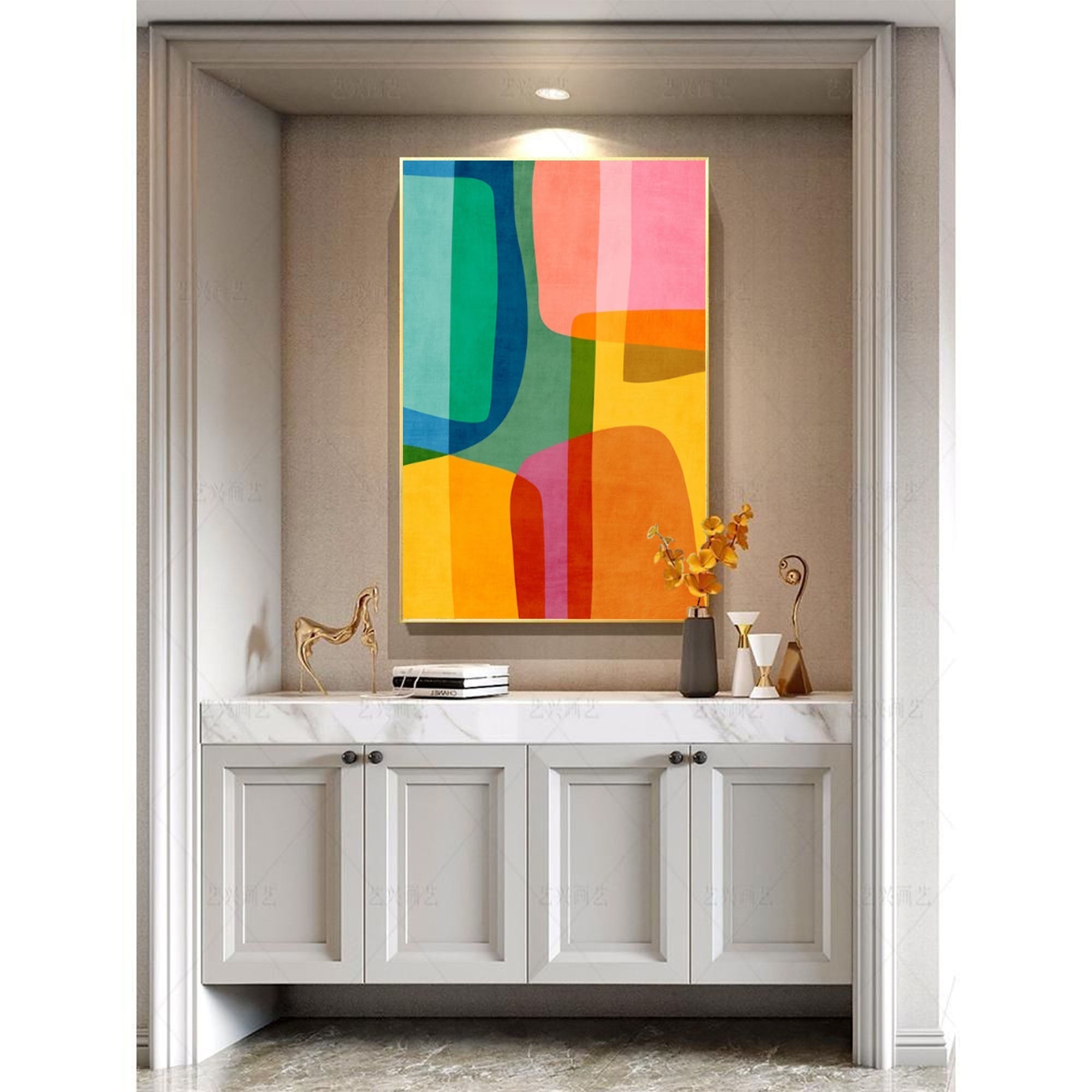 Wallart Vibrant Multicolor Geometric Abstract Canvas Art