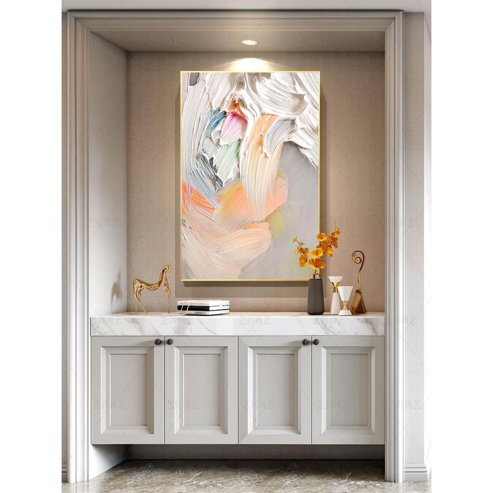 Wallart Textured Pastel Palette Knife Abstract Art