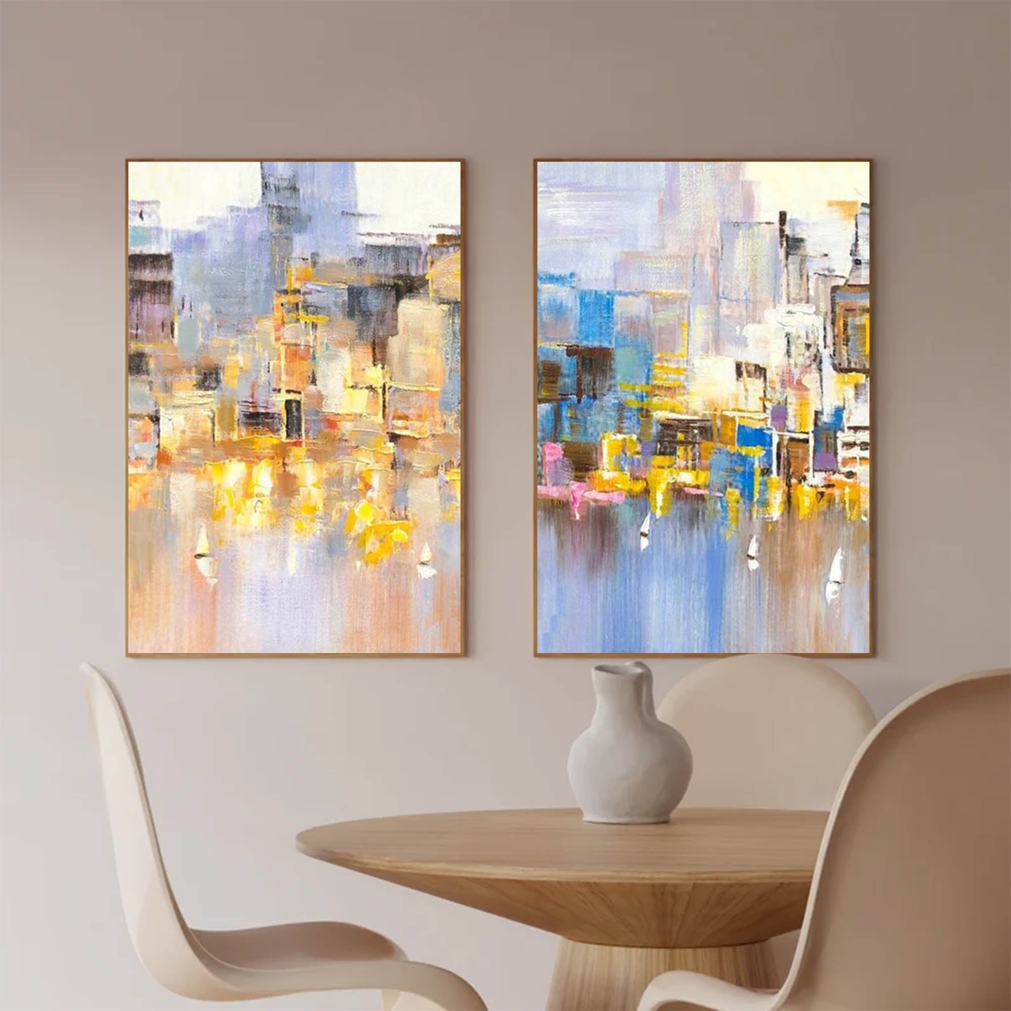 Wallart Cityscape Duo Abstract Oil Art