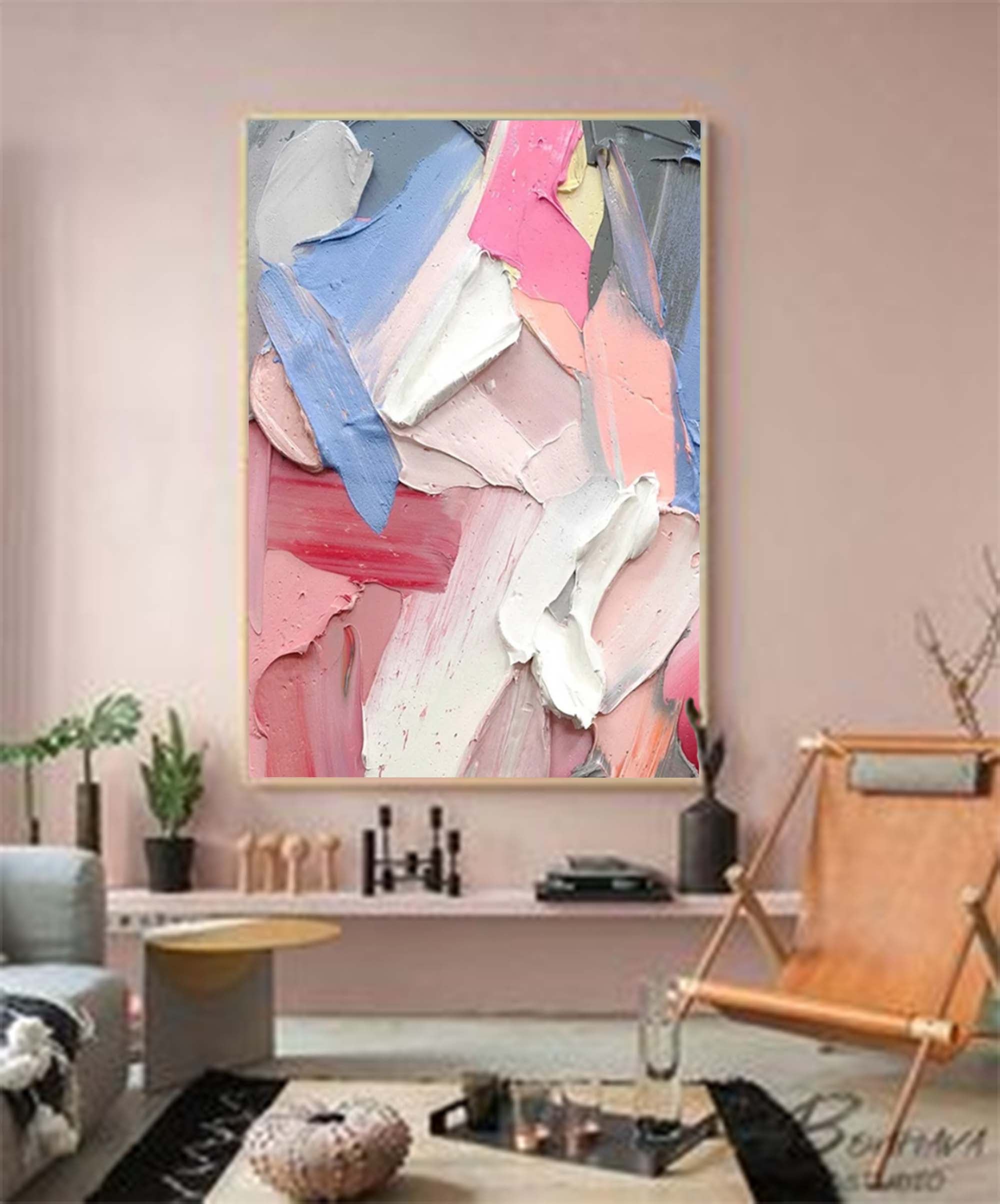Wallart Textured Abstract Palette Knife Canvas Art