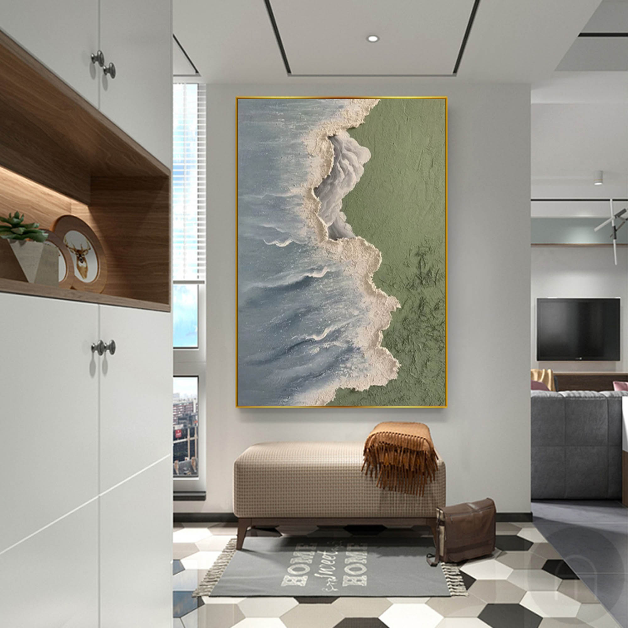 Wallart Textured Coastal Shoreline Art