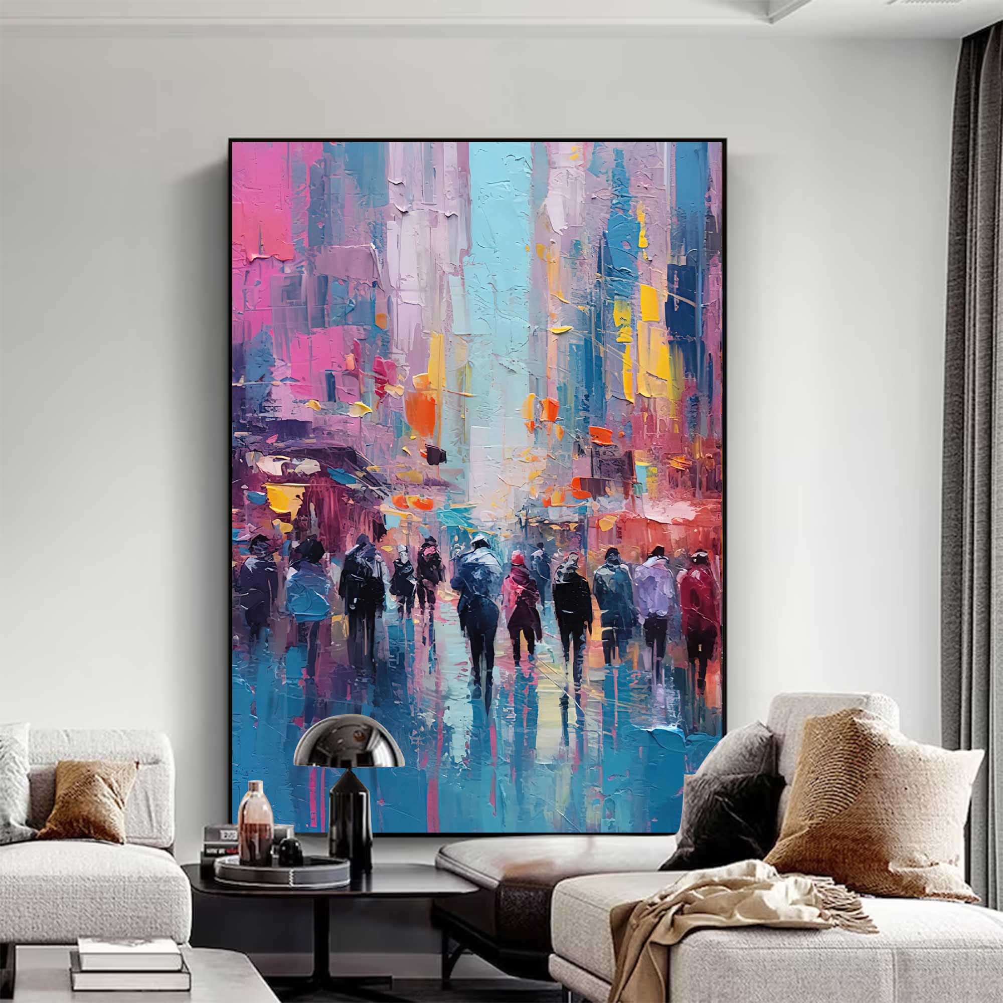 Wallart Evening Stroll Abstract Oil Painting