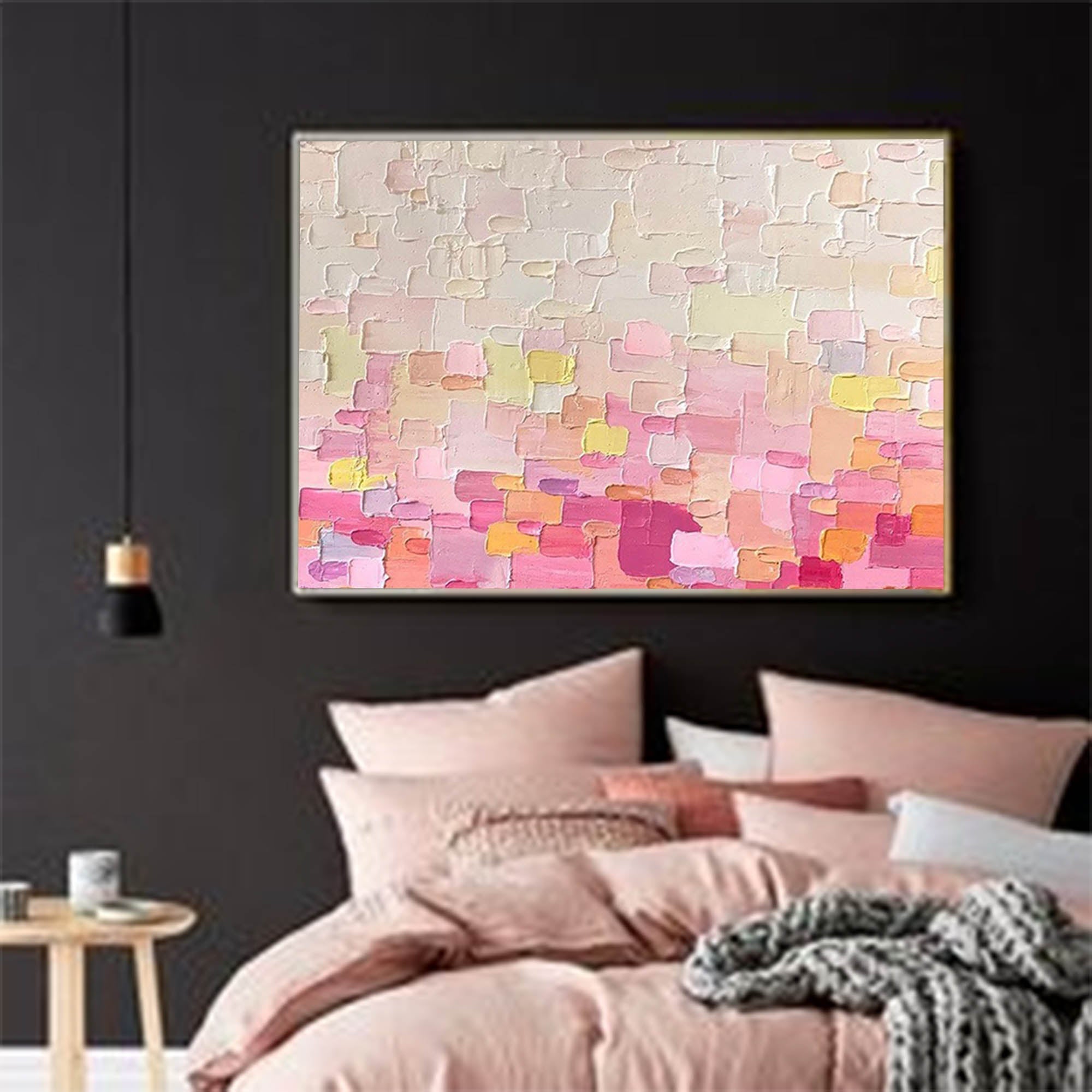Wallart Soft Pastel Color Block Textured Canvas Art