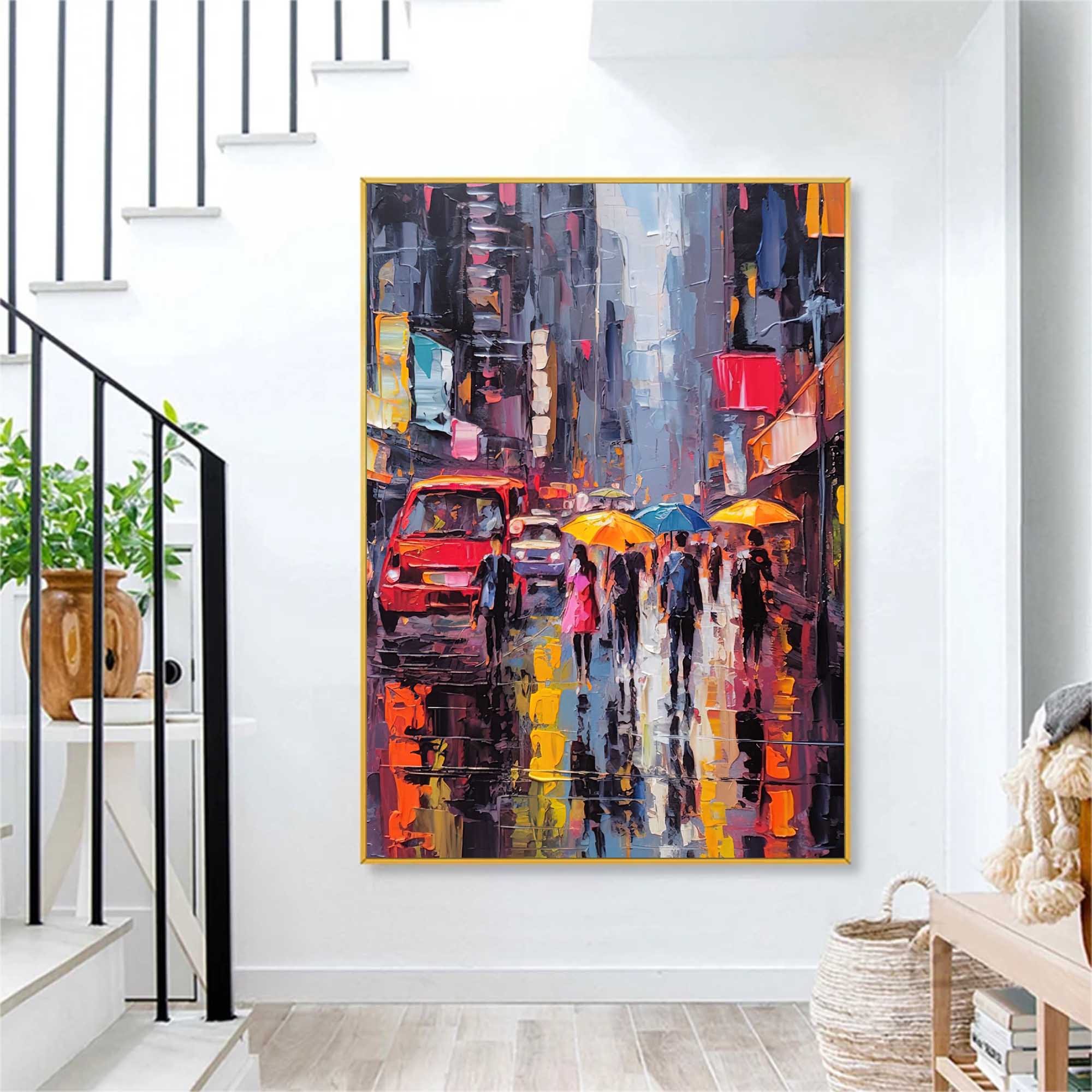 Wallart Urban Rainy Evening Oil Painting