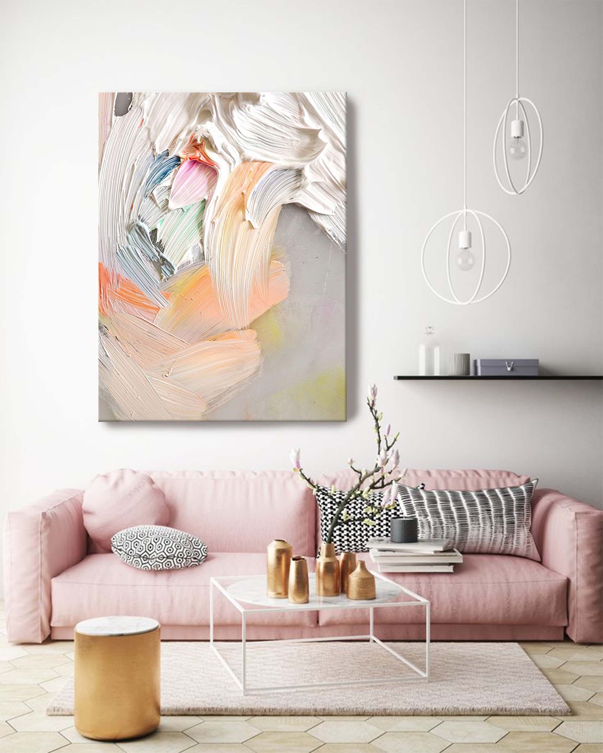 Wallart Textured Pastel Palette Knife Abstract Art