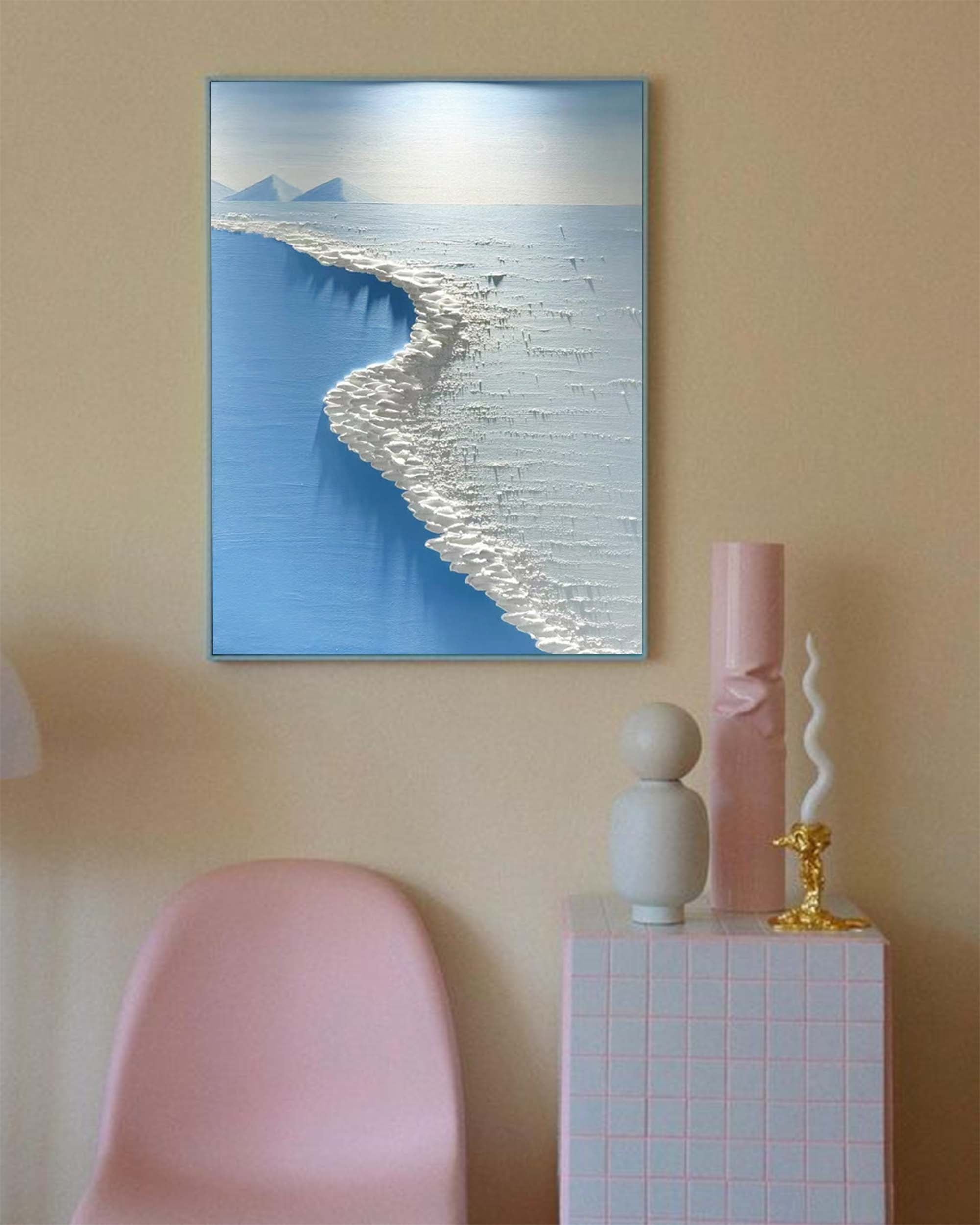 Wallart Textured Coastline: Abstract Ocean Serenity