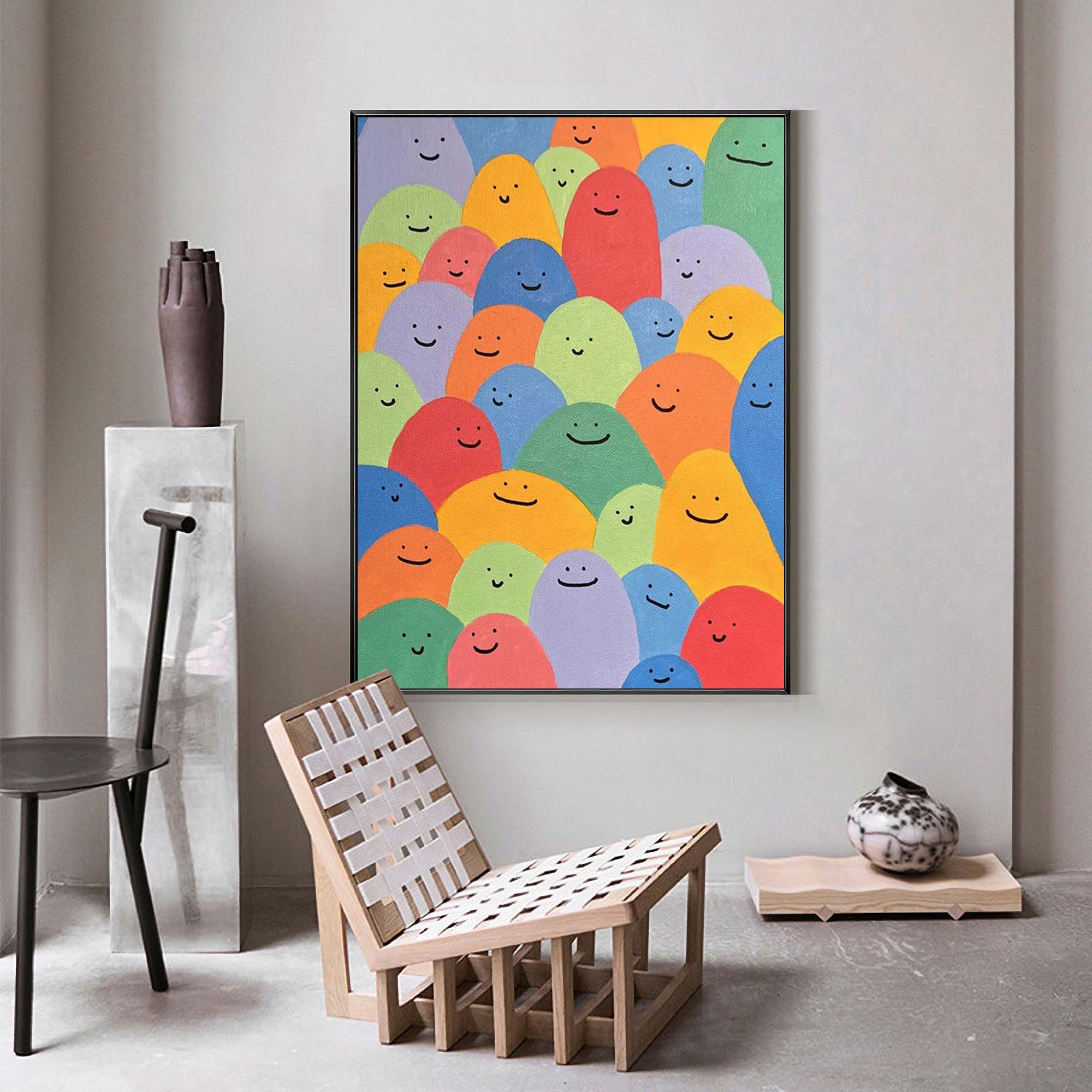 Wallart Happy Faces: Playful Abstract Smiles