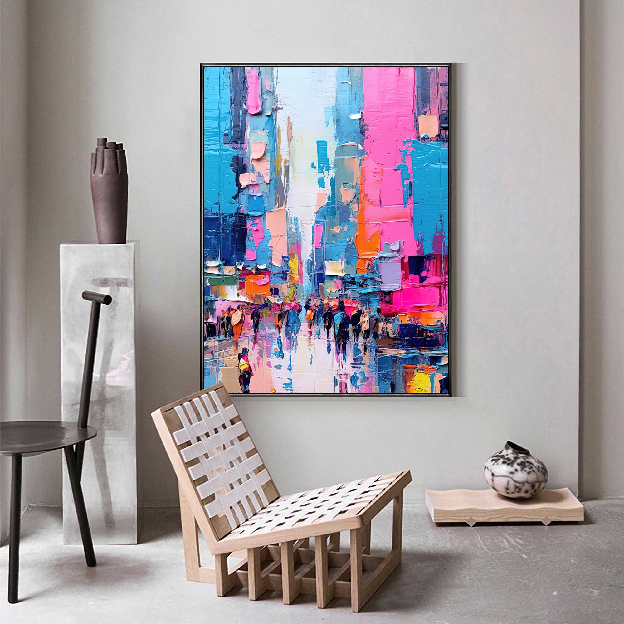 Wallart Vibrant City Life Oil Painting