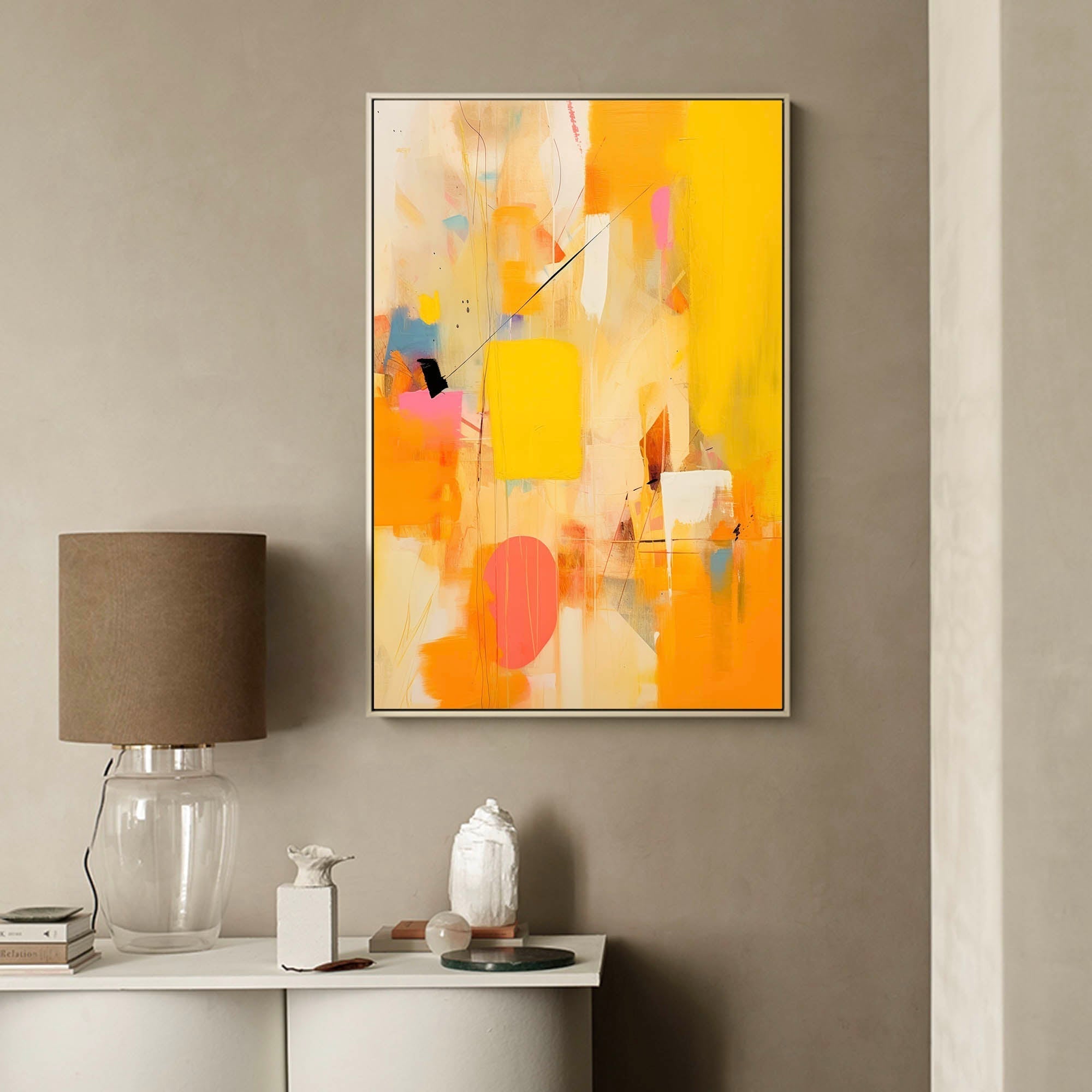 Wallart Golden Abstraction in Pink and Yellow
