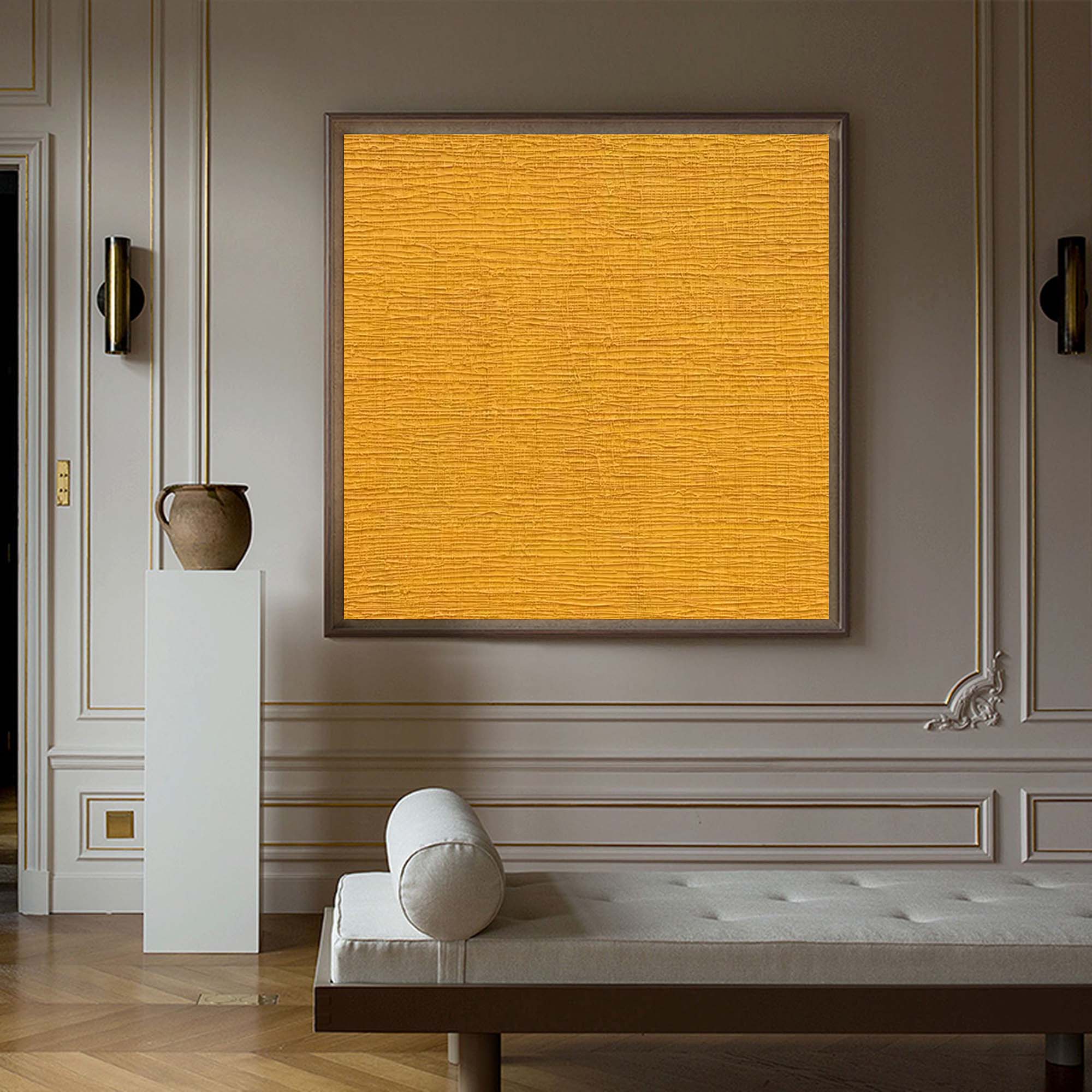 Wallart Textured Mustard Yellow Canvas Art