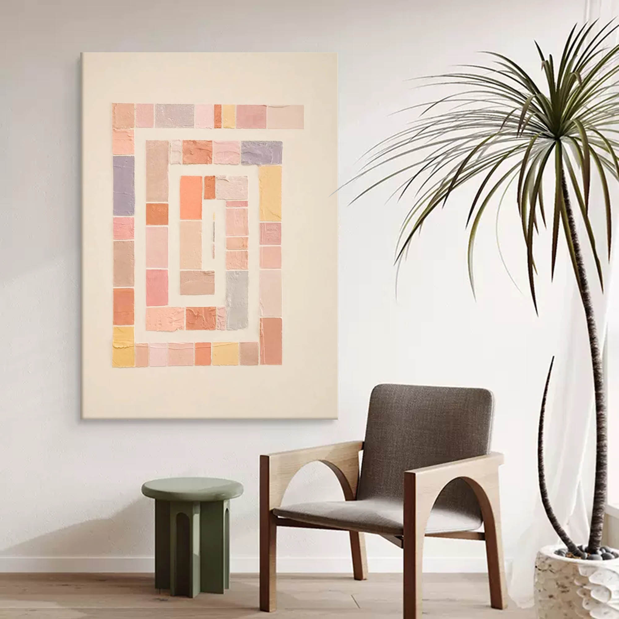 Wallart Soft Spiral: Pastel Geometric Harmony