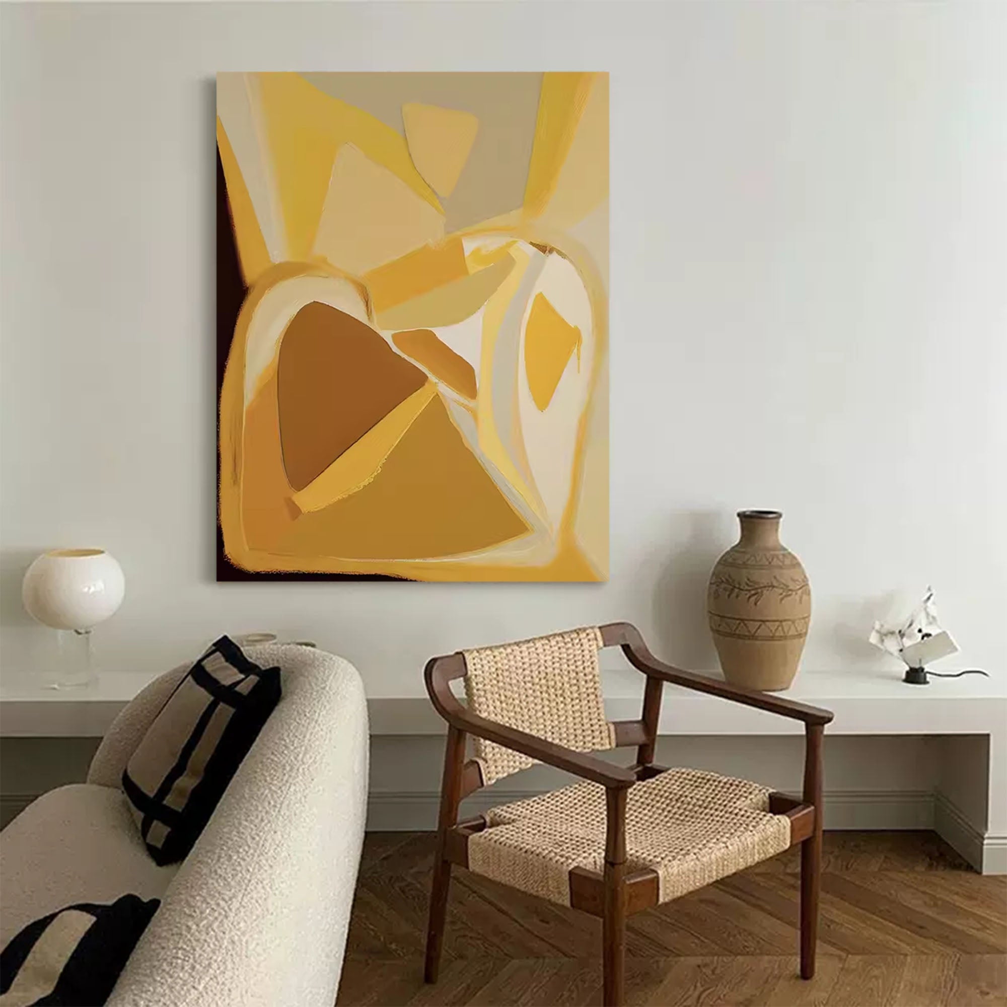 Wallart Geometric Golden Hues Abstract Art