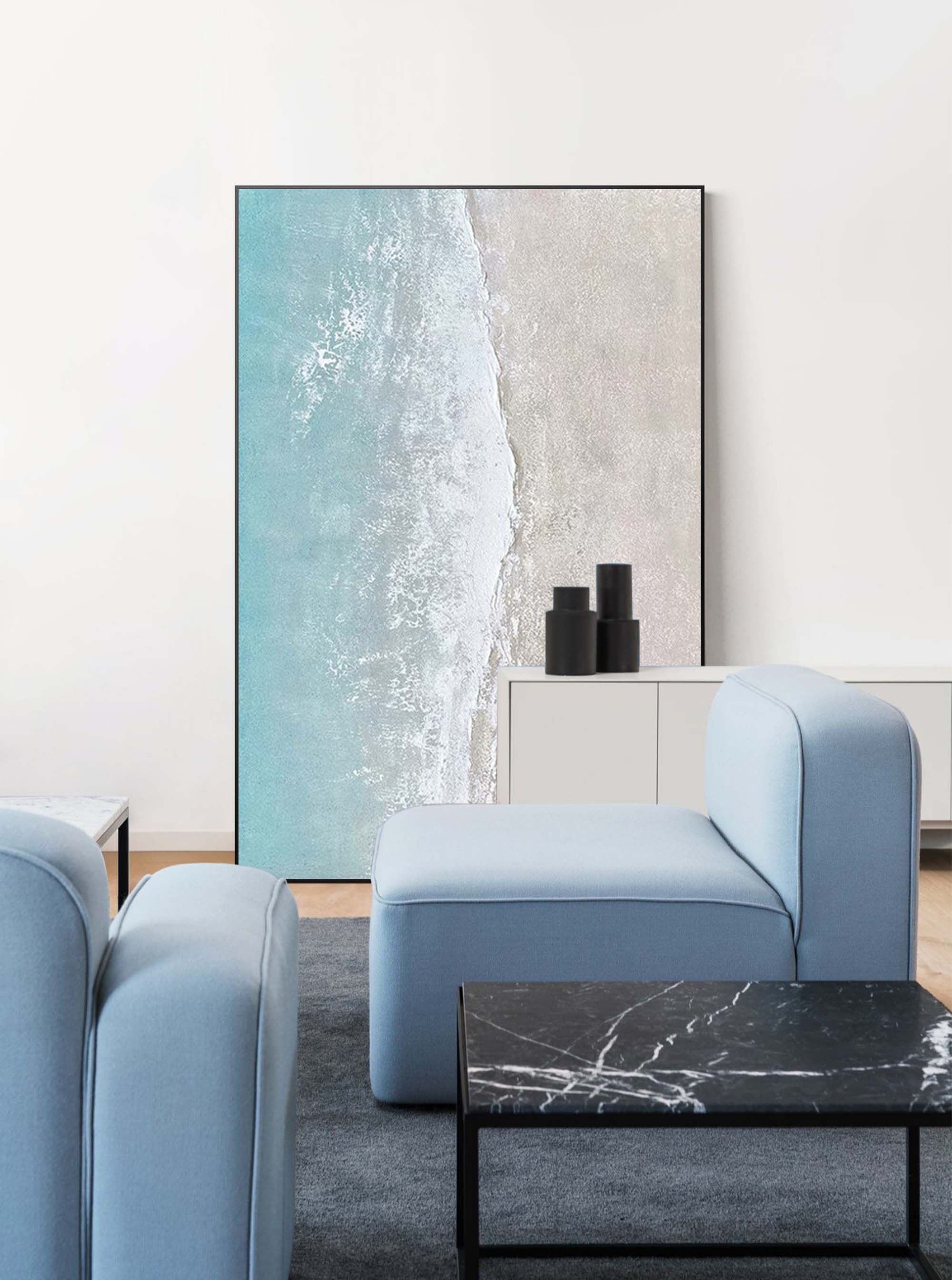 Wallart Serene Coastal Aerial View Art
