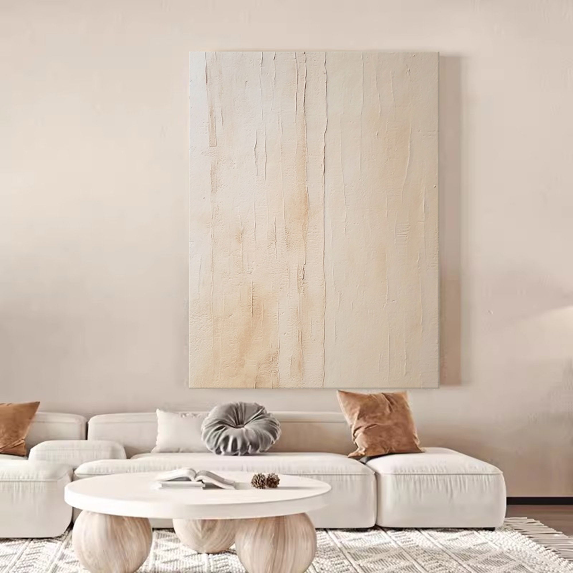 Wallart Textured Minimalist Beige Canvas