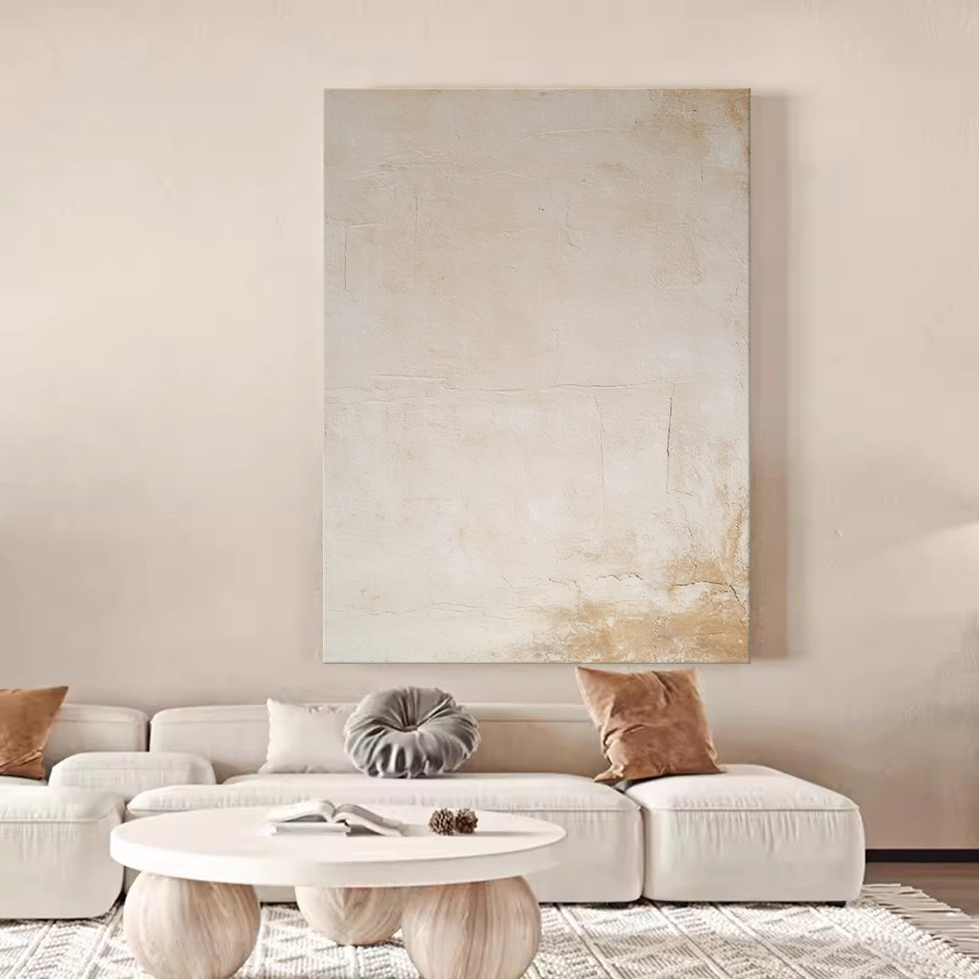 Wallart Subtle Beige Textured Abstract Art