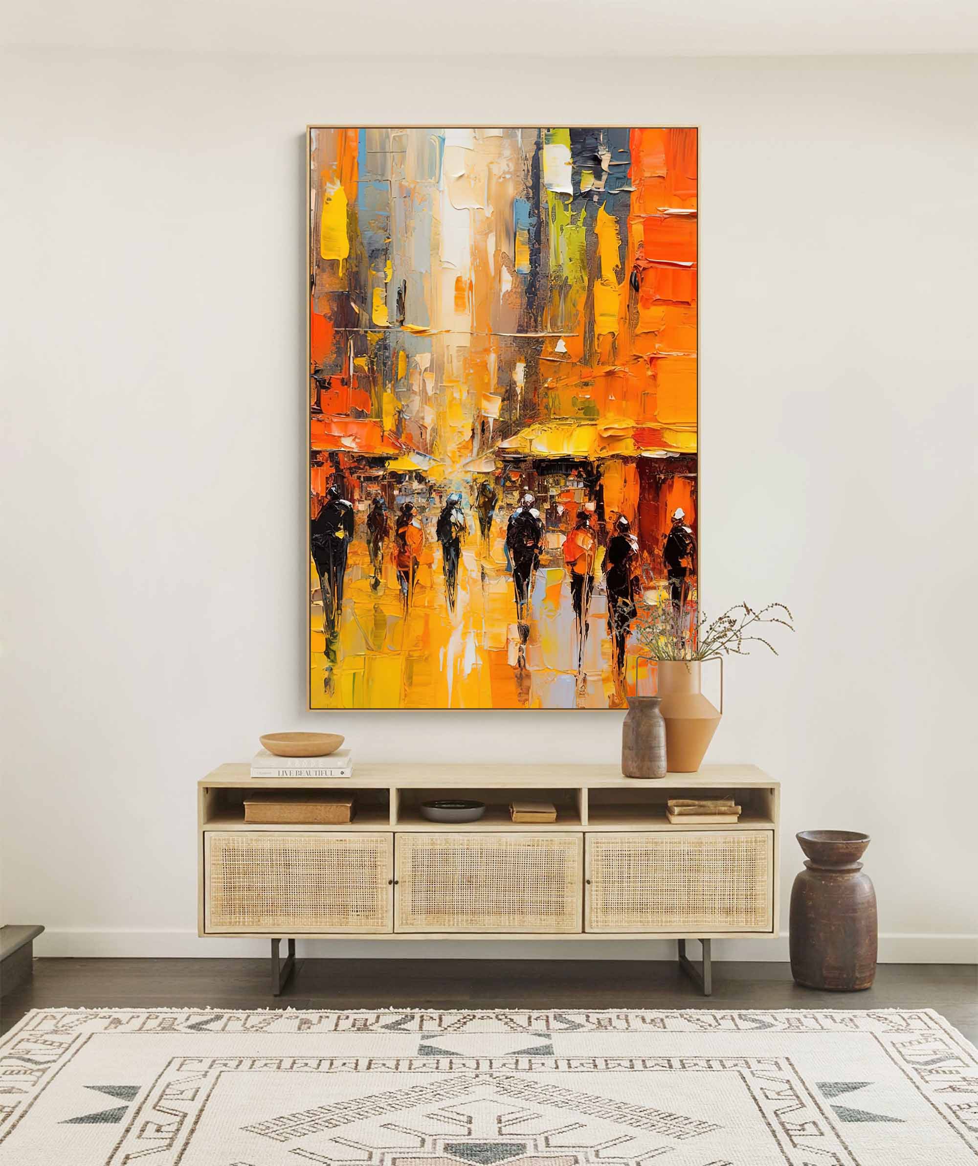 Wallart Golden Hour Cityscape Oil Painting