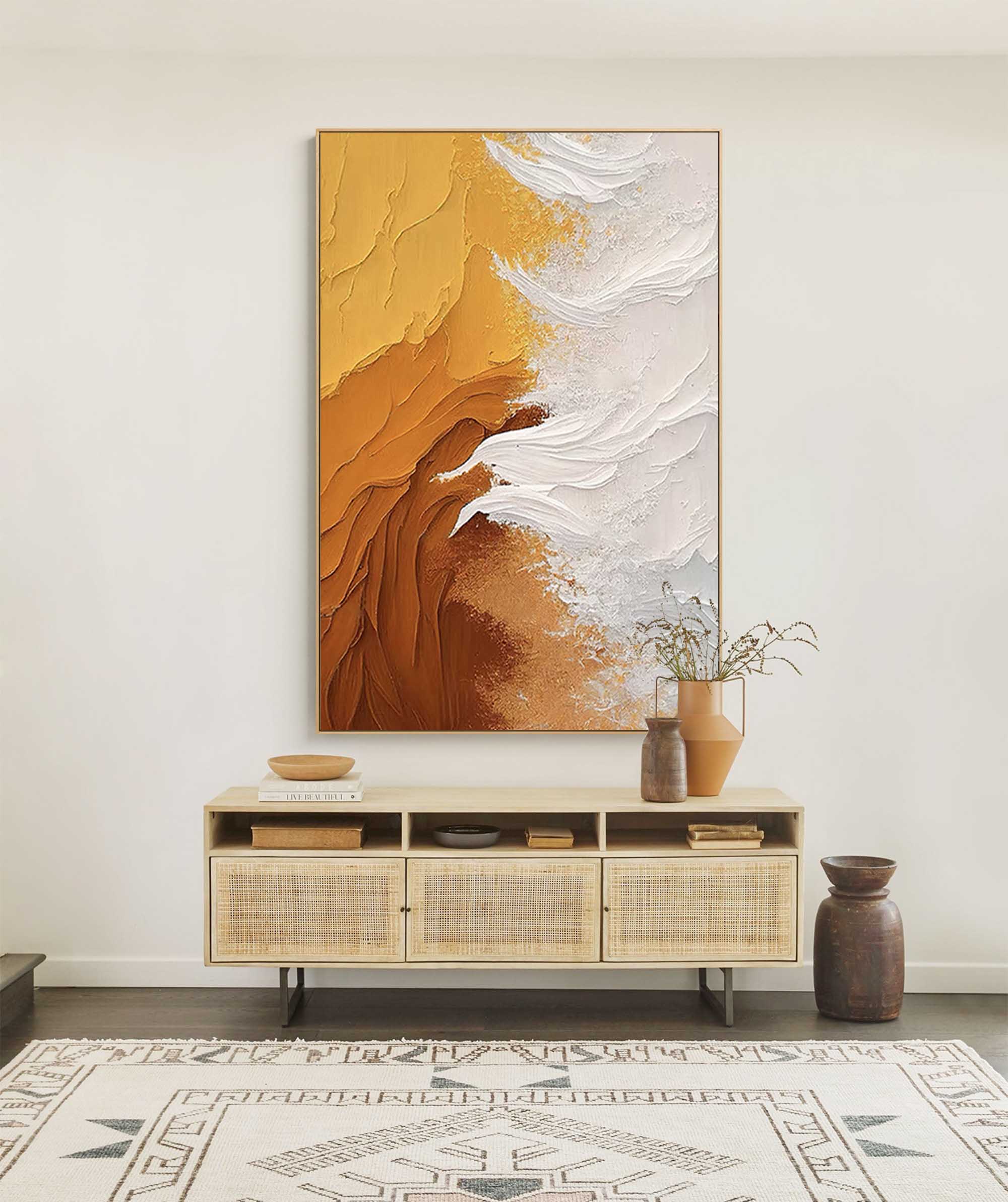 Wallart Golden Earth Textured Abstract Art