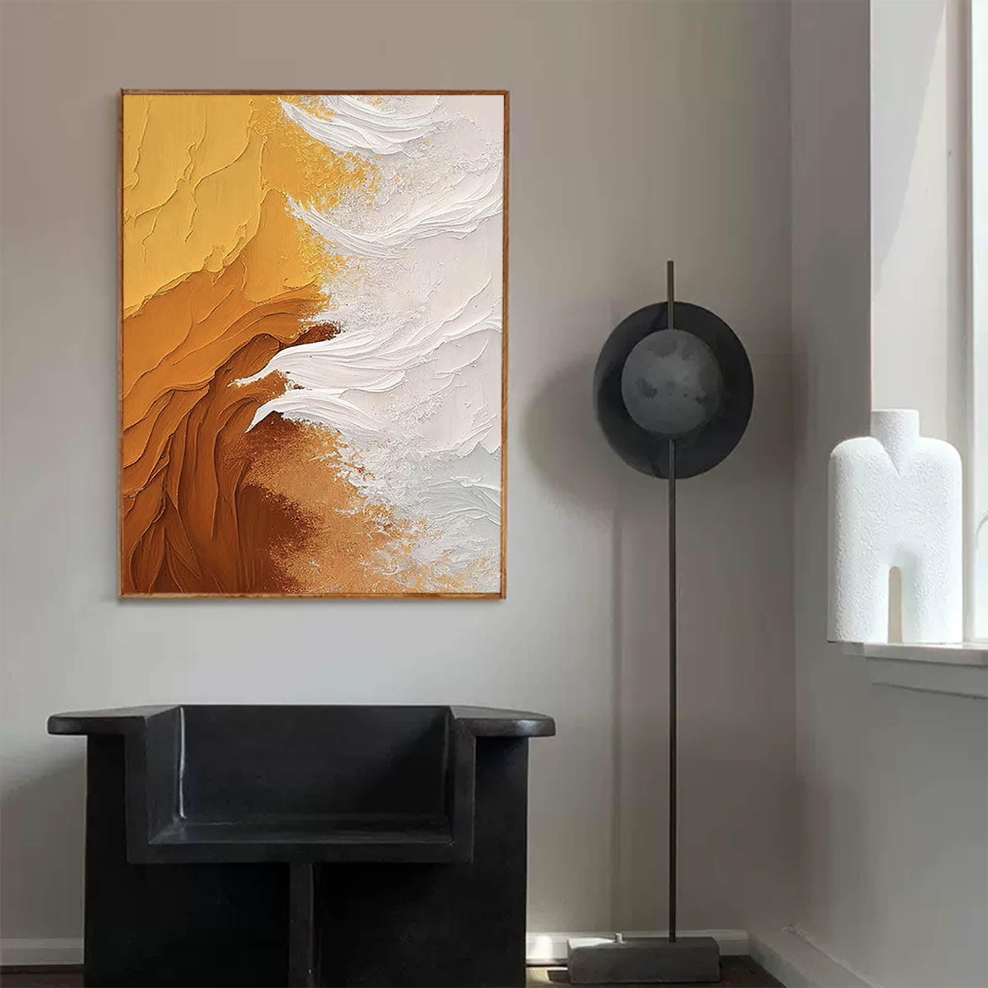 Wallart Golden Earth Textured Abstract Art