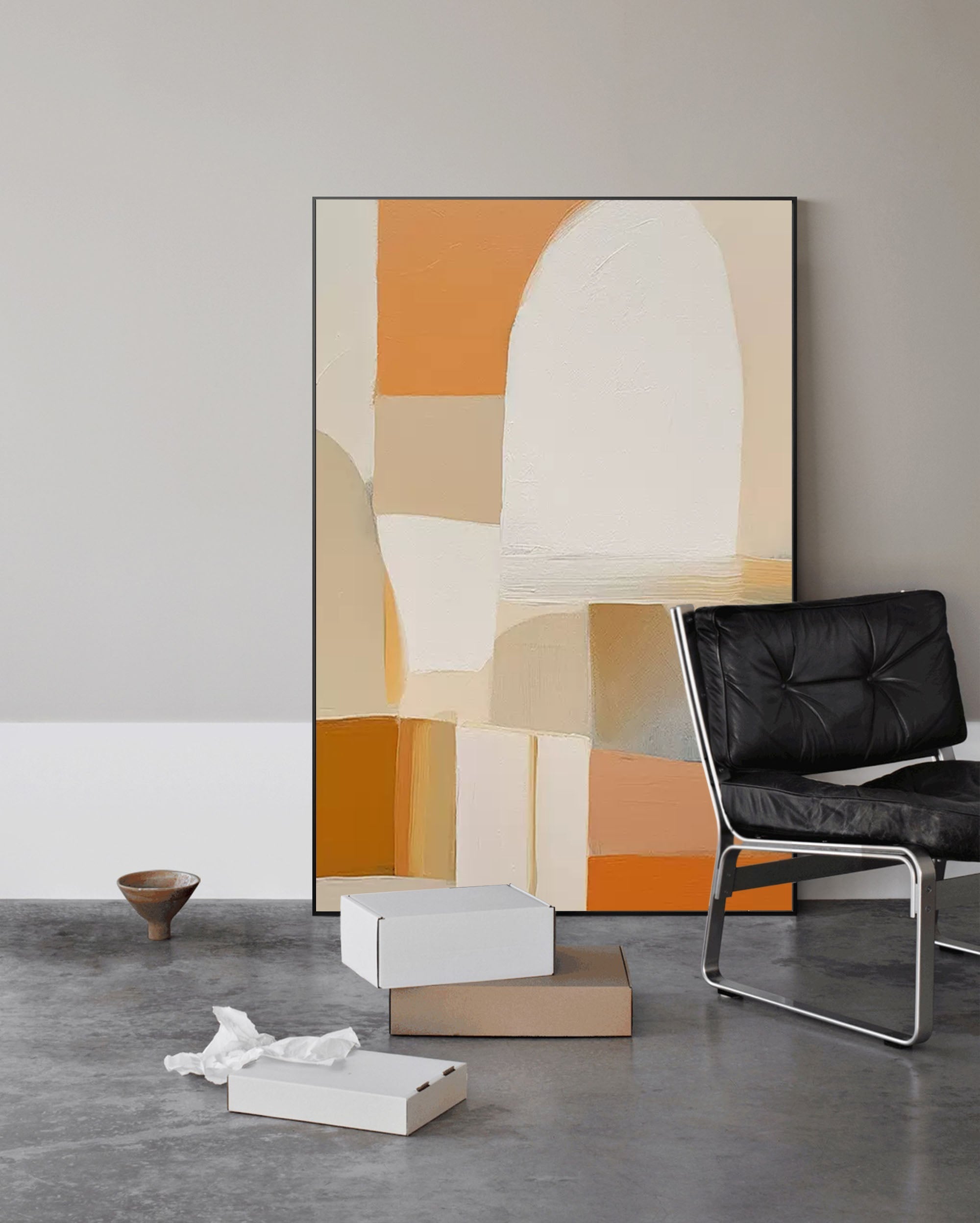Wallart Soft Curves and Warm Hues Abstract Art